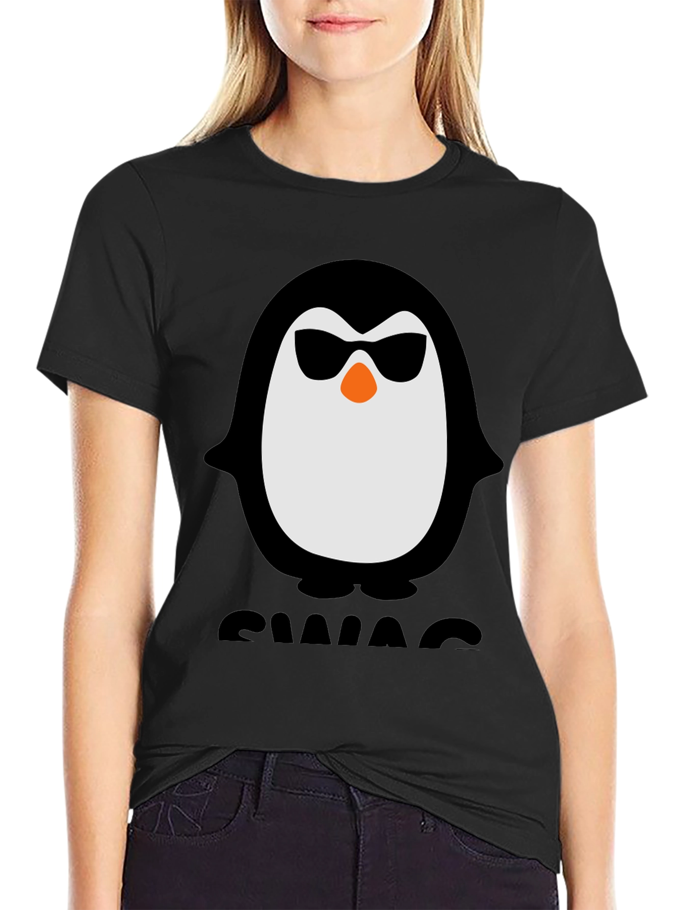 Cool Penguin Swag Tee - Black Graphic T-Shirt
