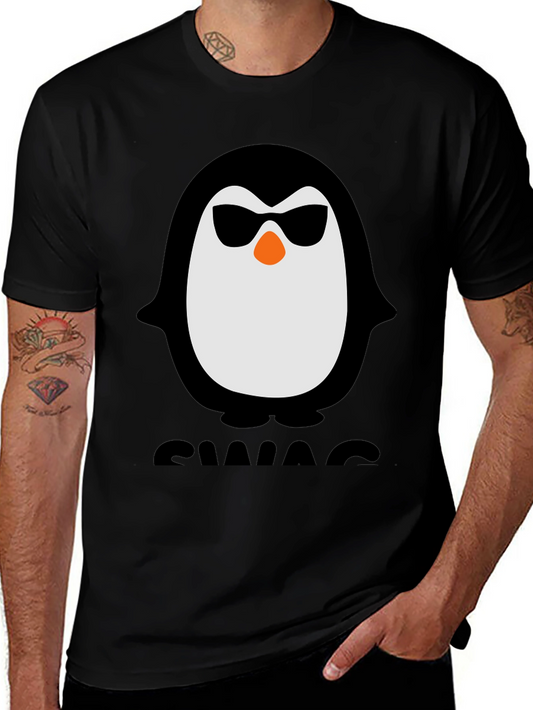 Cool Penguin Swag Tee - Black Graphic T-Shirt