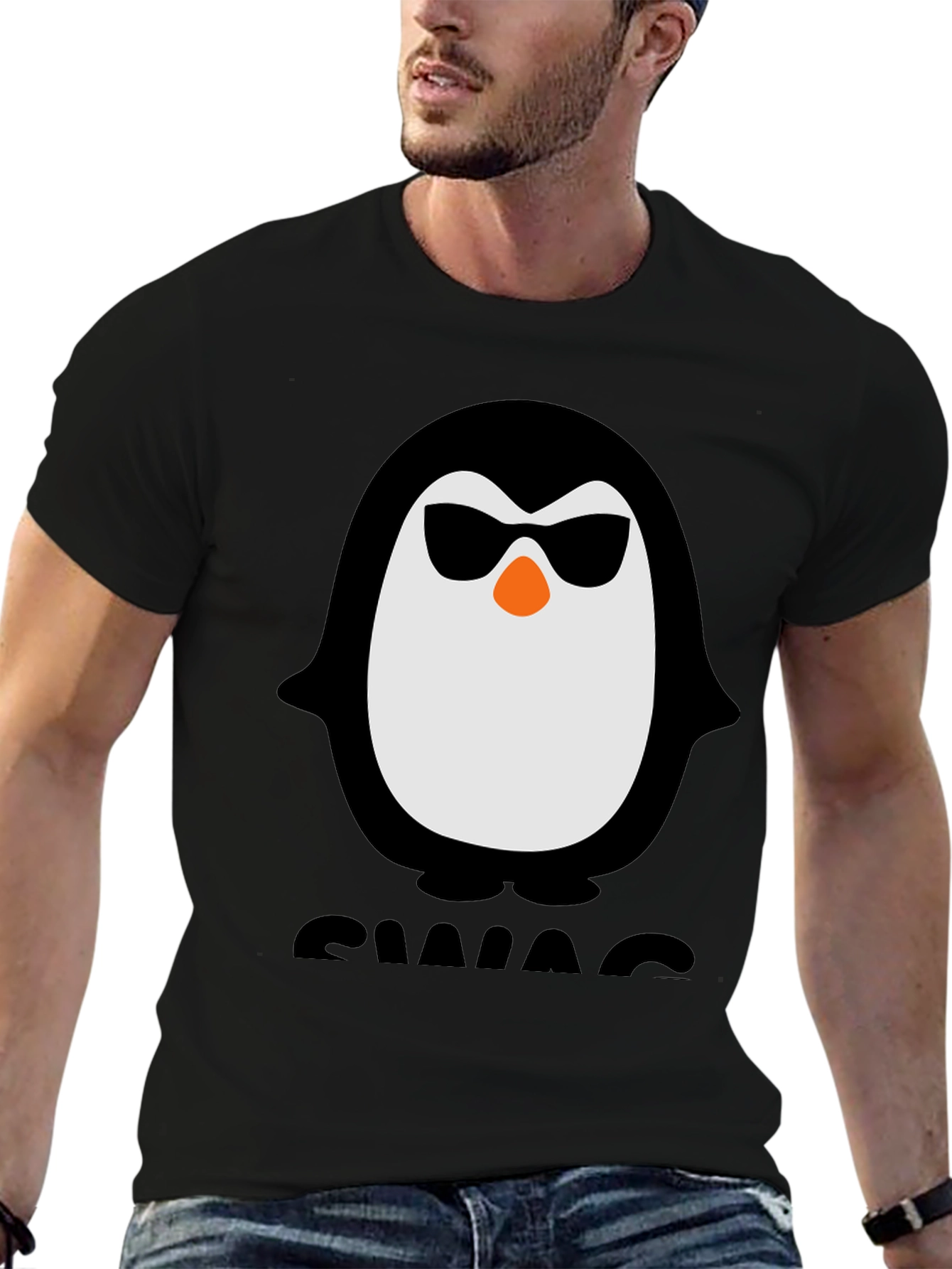 Cool Penguin Swag Tee - Black Graphic T-Shirt