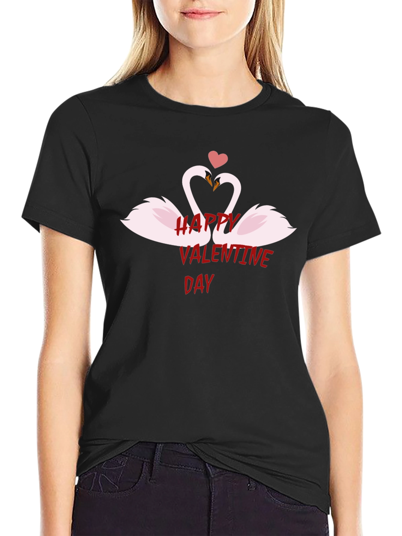 Happy Valentines Day Swan Heart T-Shirt
