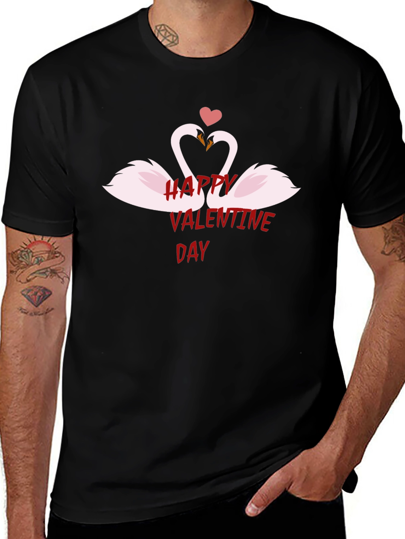 Happy Valentines Day Swan Heart T-Shirt