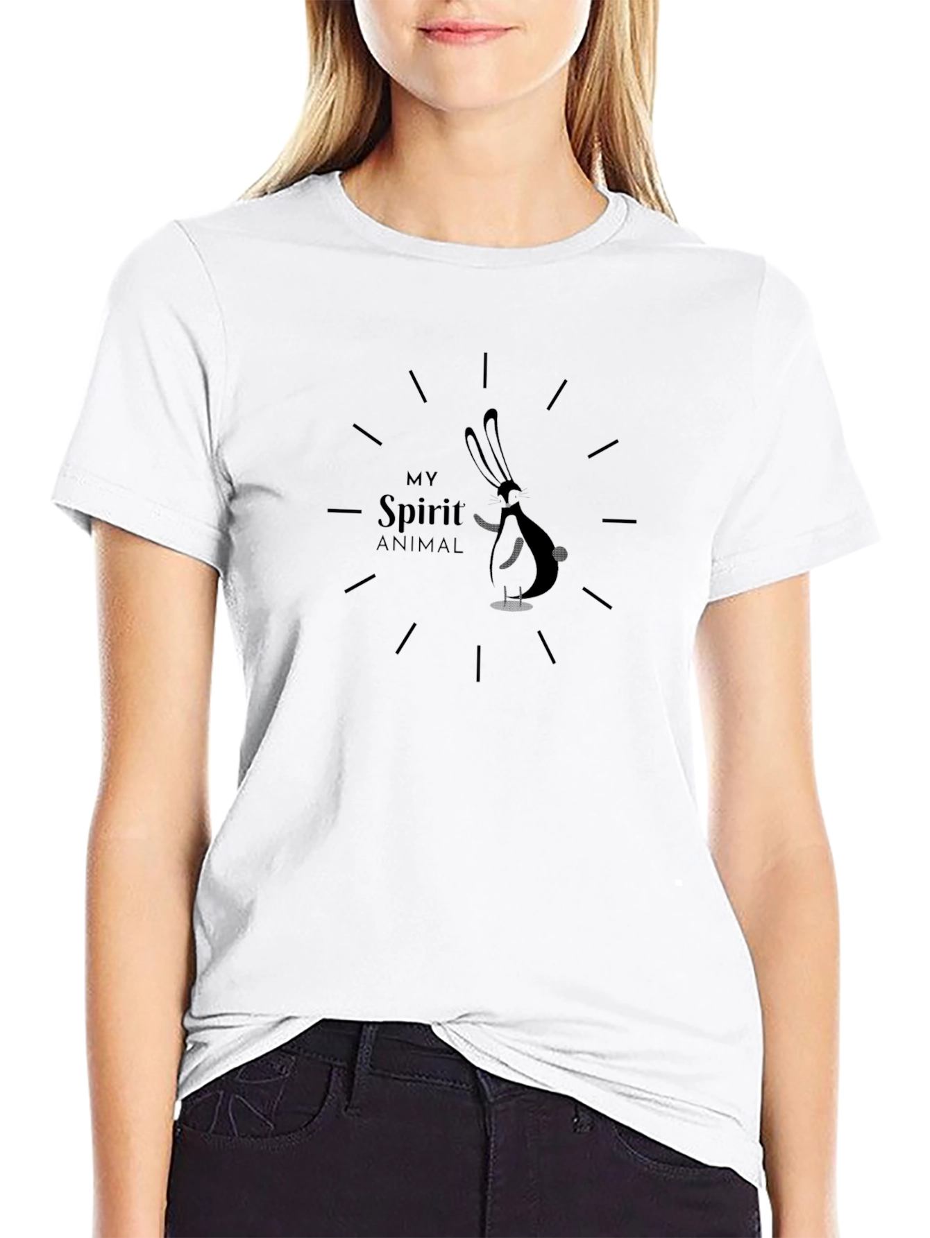 Rabbit Spirit Animal Graphic T-Shirt - Black