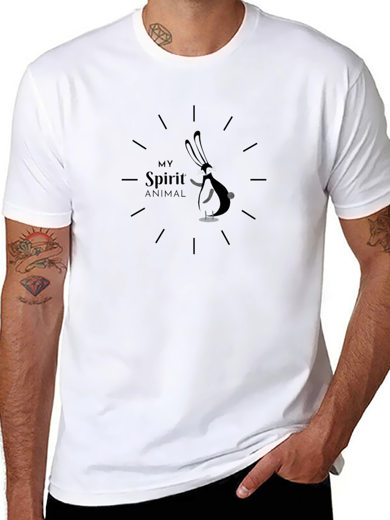 Rabbit Spirit Animal Graphic T-Shirt - Black