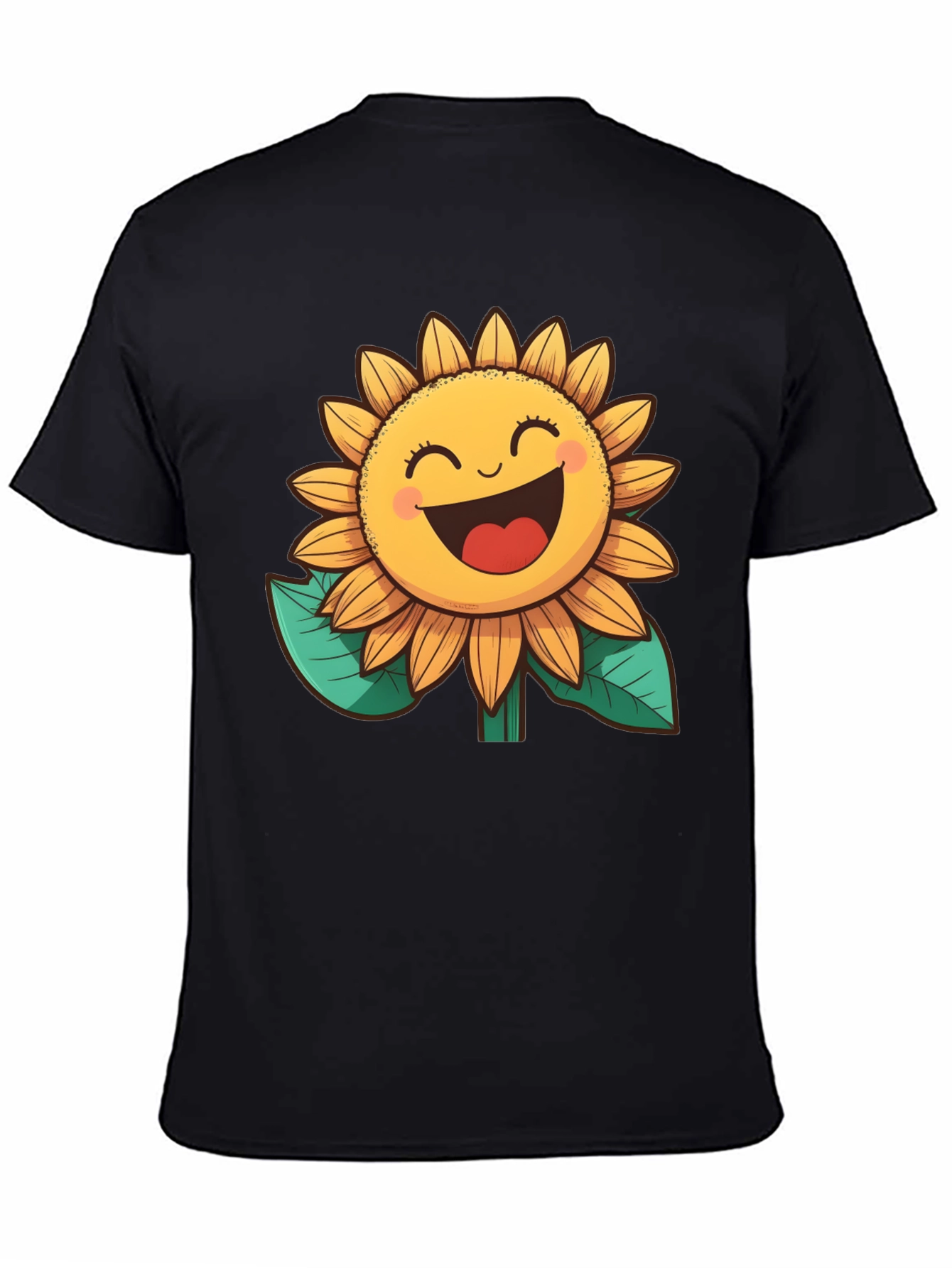 Happy Sunflower Graphic Tee - Black