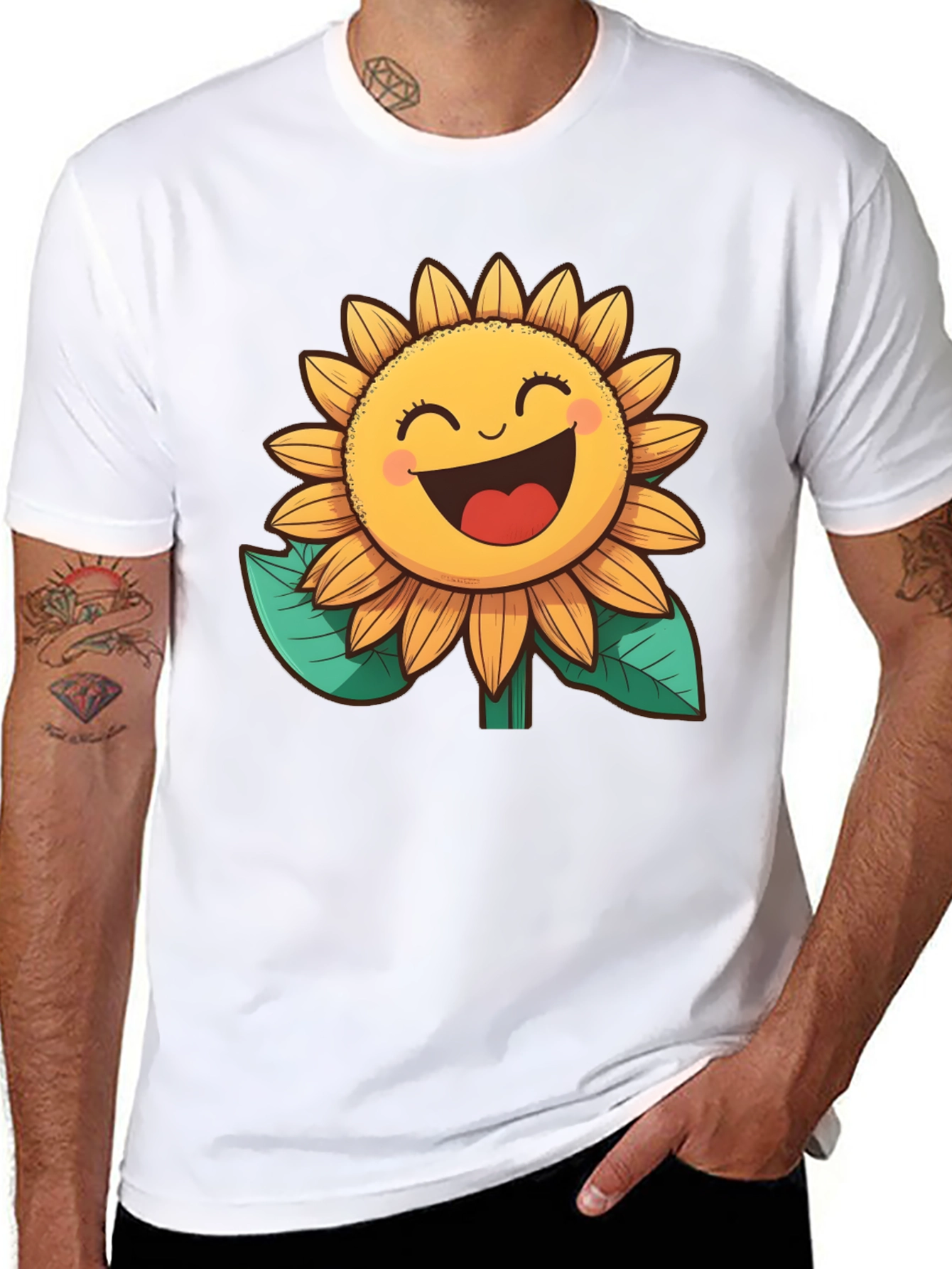 Happy Sunflower Graphic Tee - Black