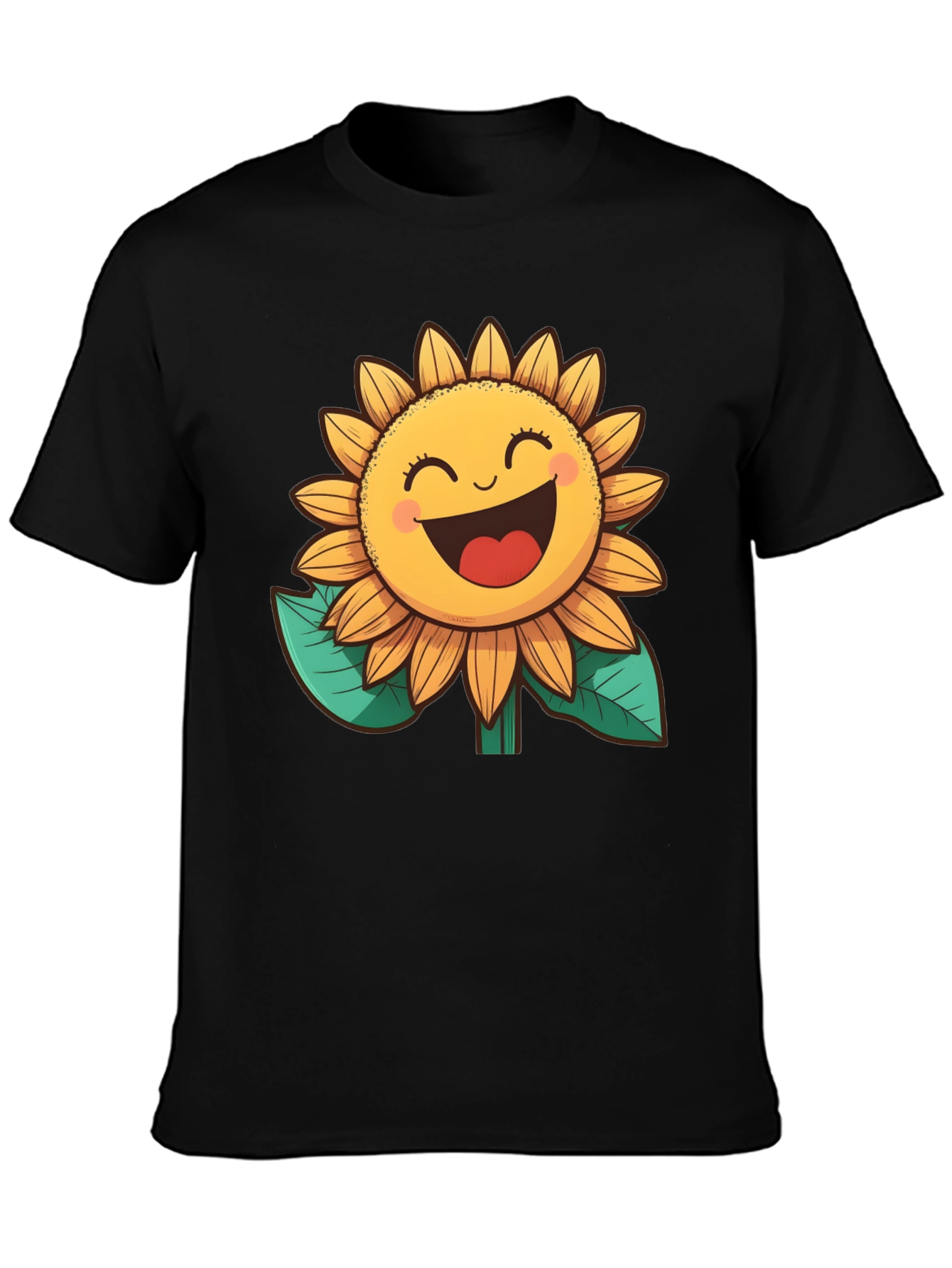 Happy Sunflower Graphic Tee - Black