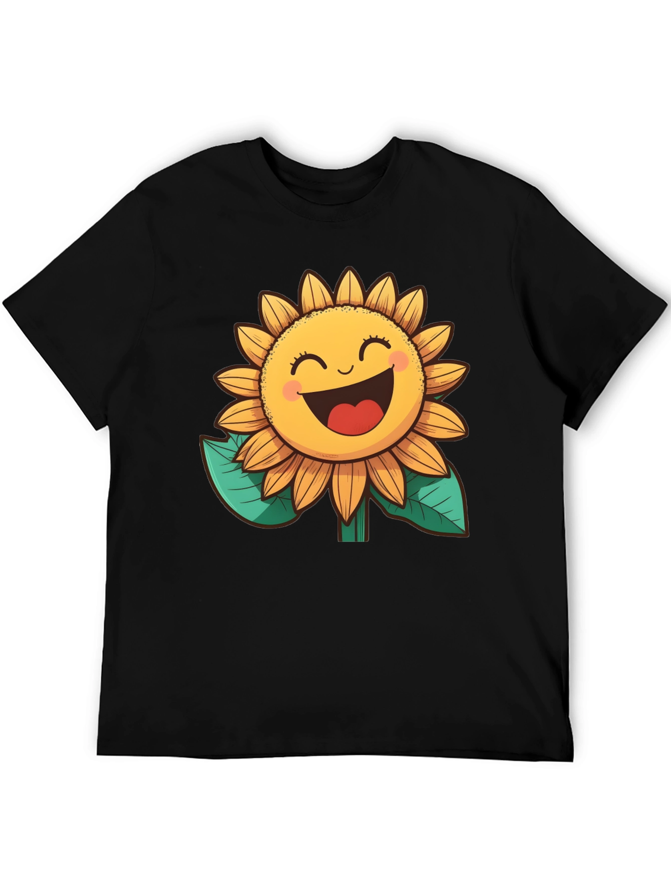 Happy Sunflower Graphic Tee - Black