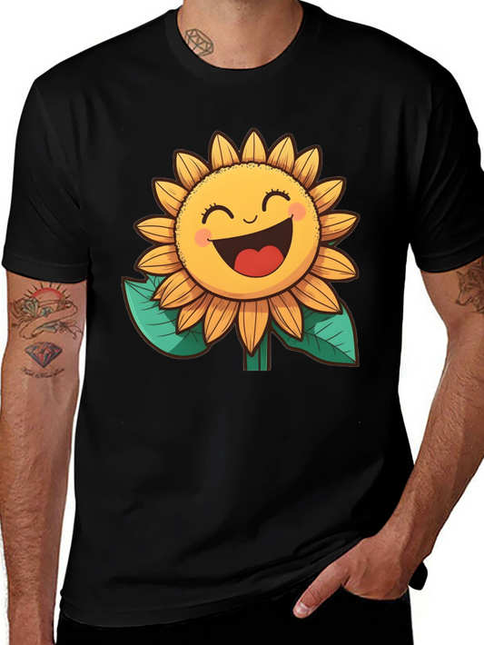 Happy Sunflower Graphic Tee - Black