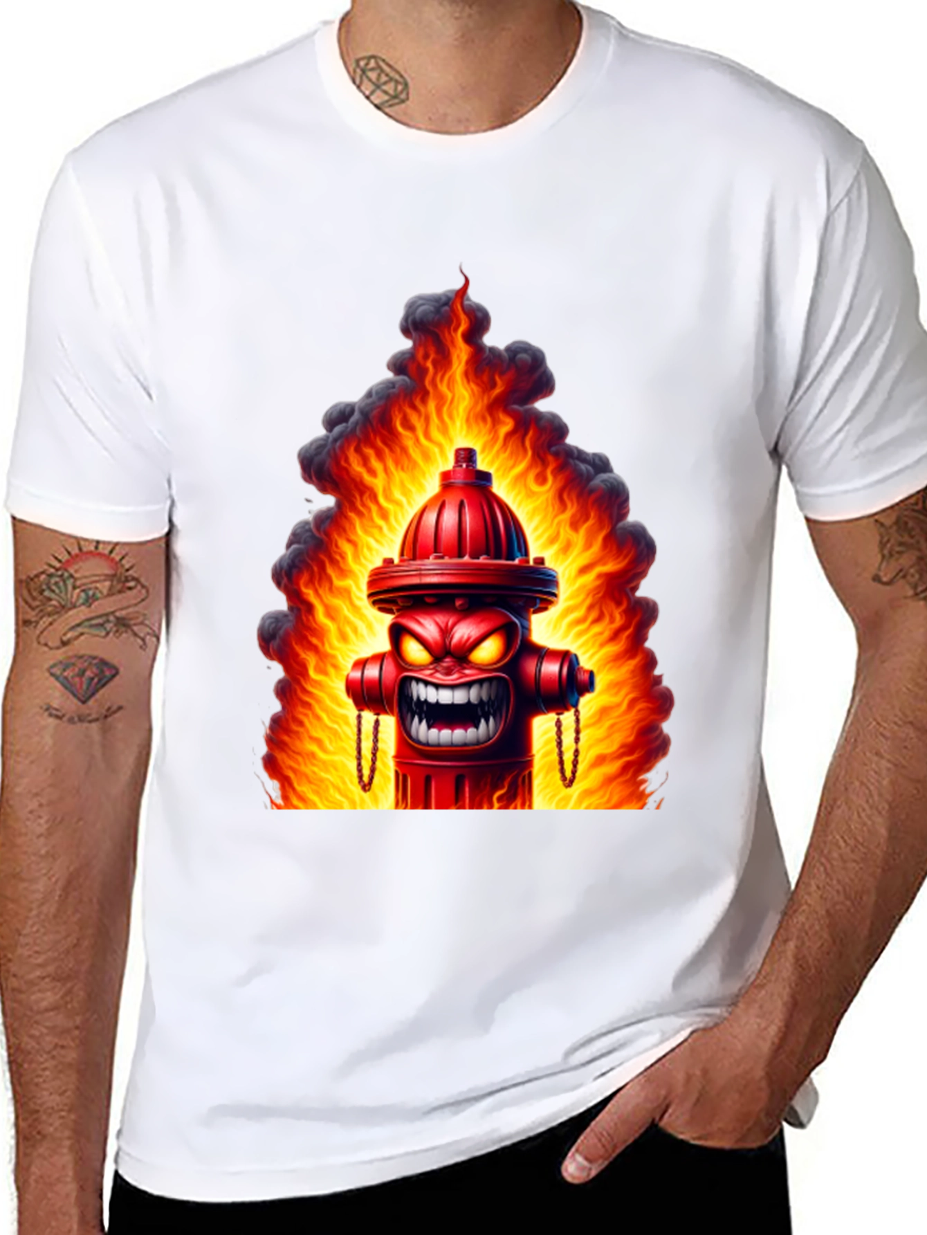 Fiery Hydrant Graphic Tee - Bold Statement Shirt