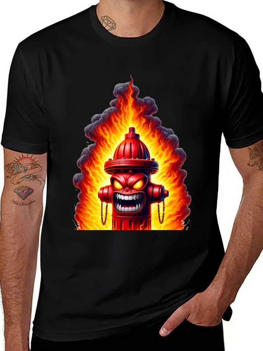 Fiery Hydrant Graphic Tee - Bold Statement Shirt