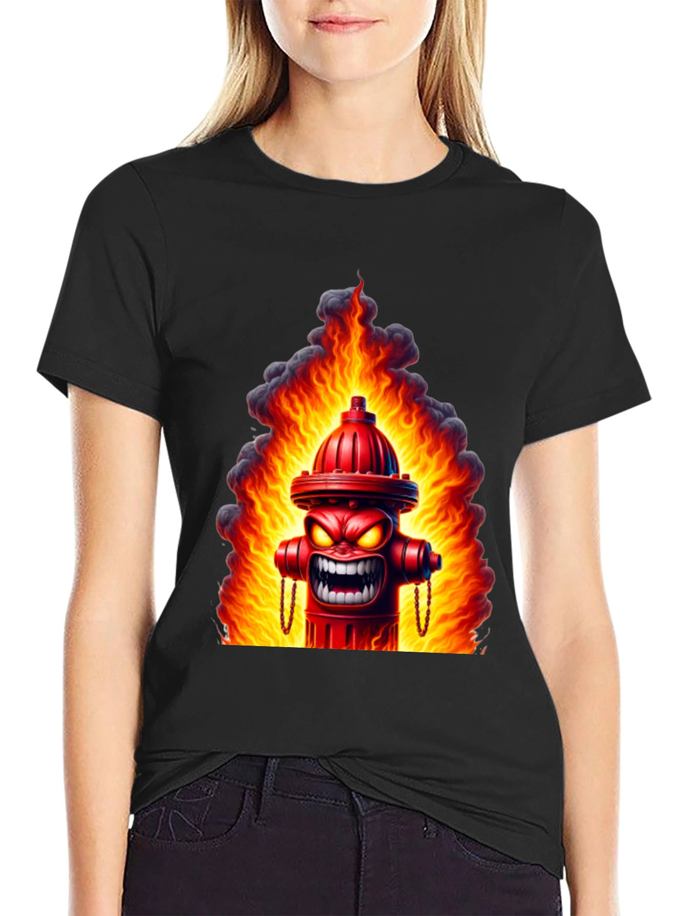 Fiery Hydrant Graphic Tee - Bold Statement Shirt
