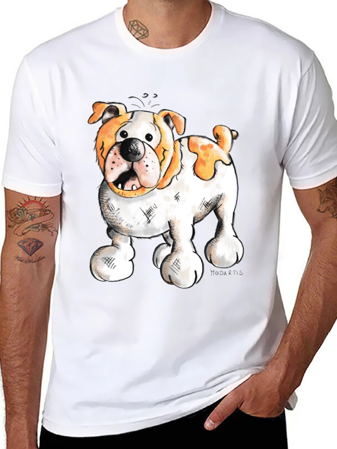Bulldog Cartoon Graphic T-Shirt