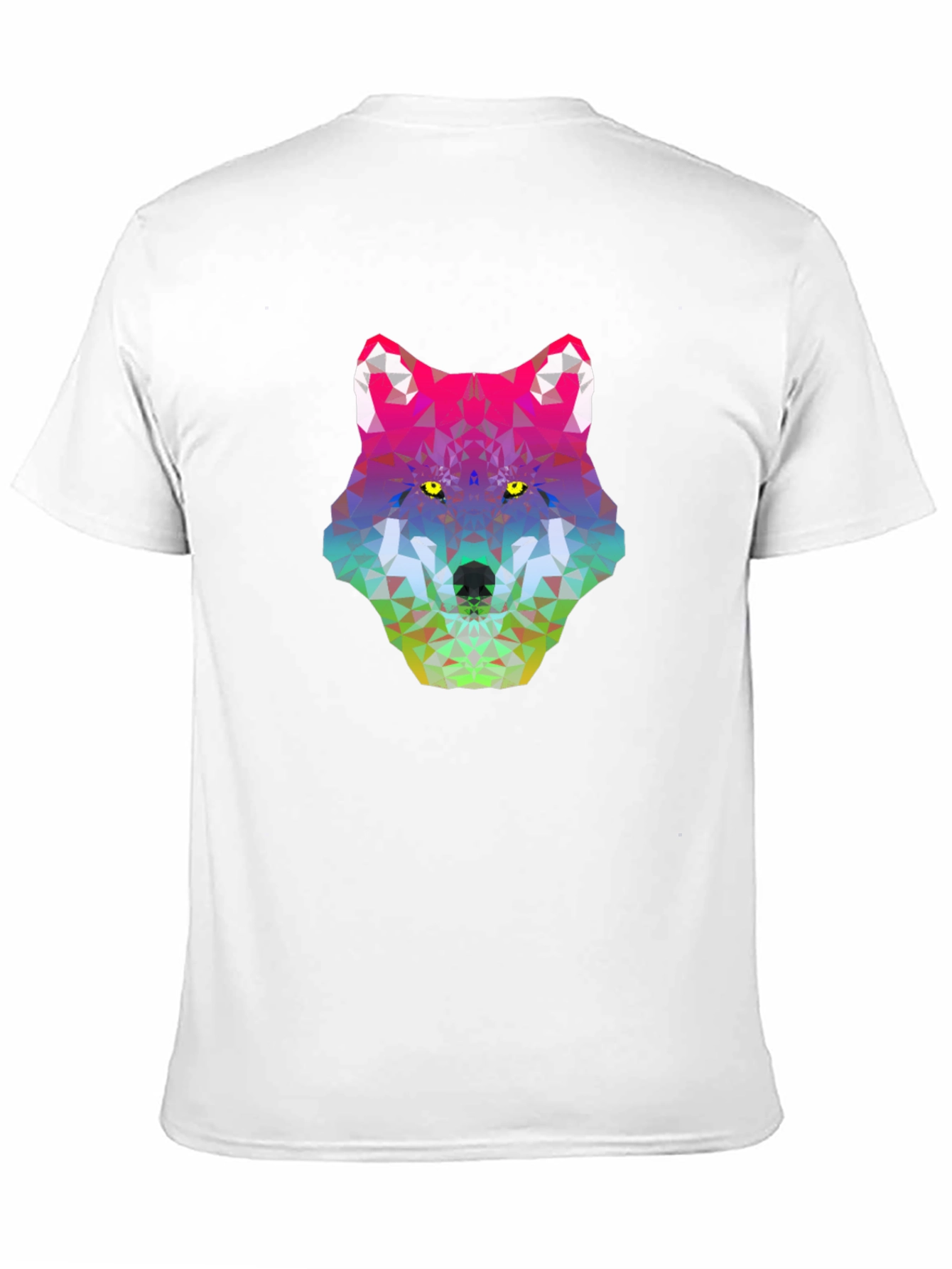 Geometric Wolf Head Graphic Tee - Black