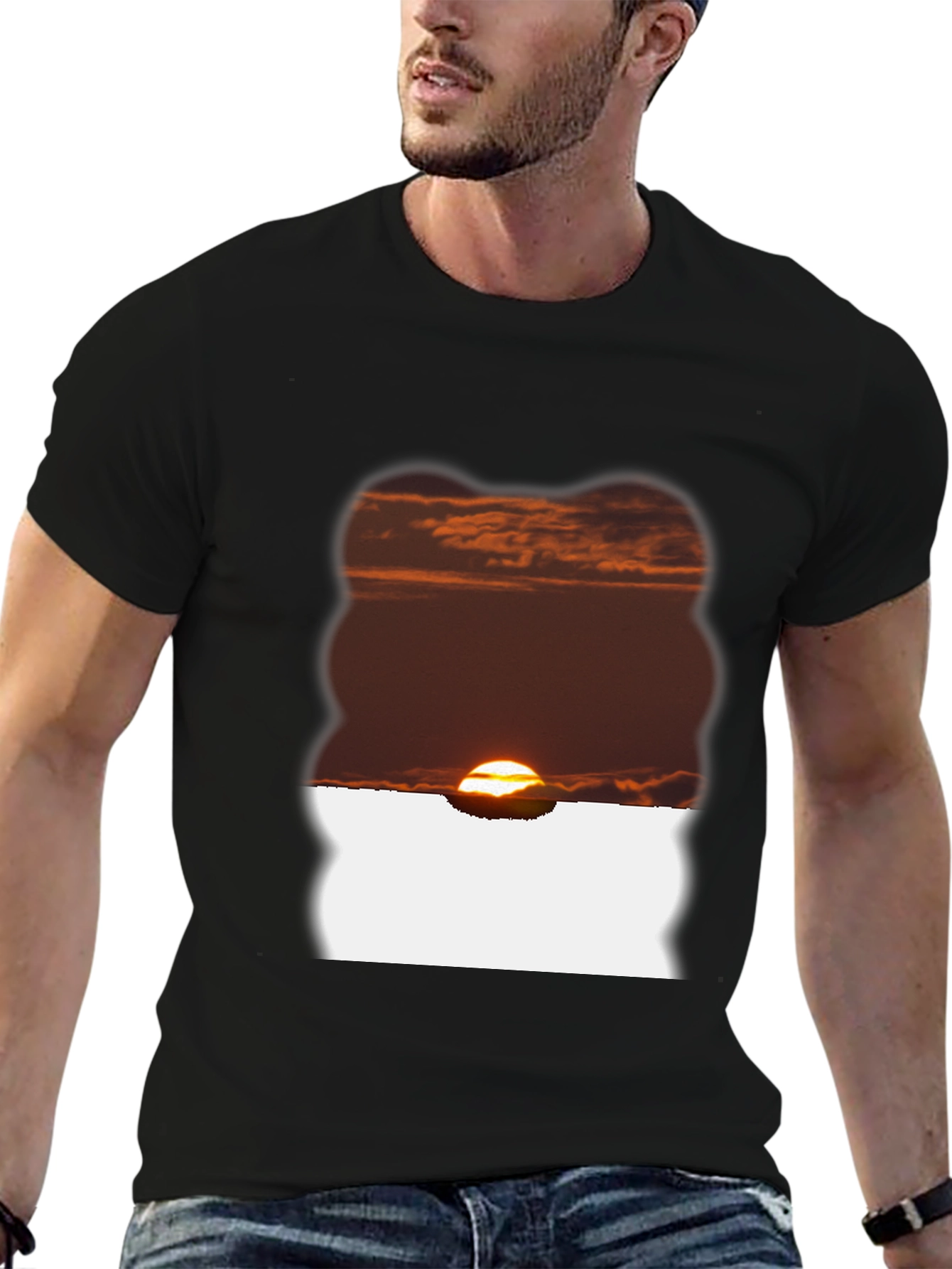 Sunset Graphic Tee - Black Casual T-Shirt