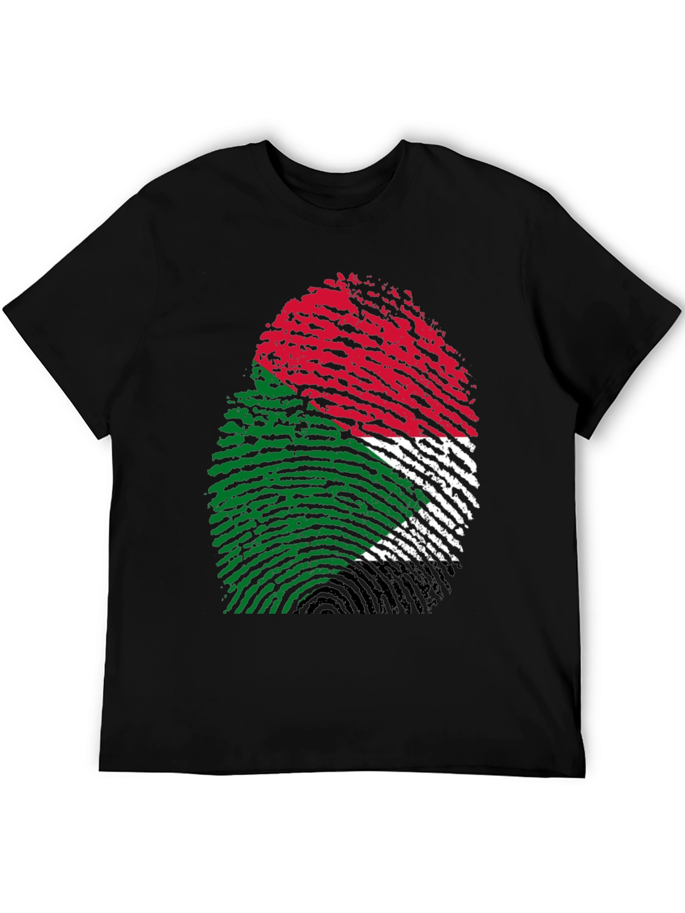 Sudan Flag Fingerprint T-Shirt - Black