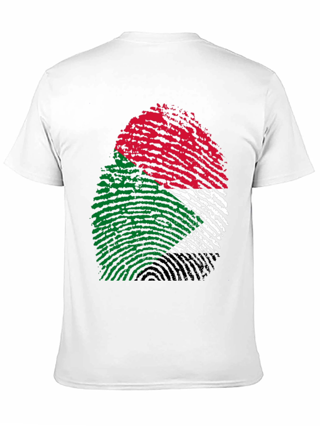 Sudan Flag Fingerprint T-Shirt - Black