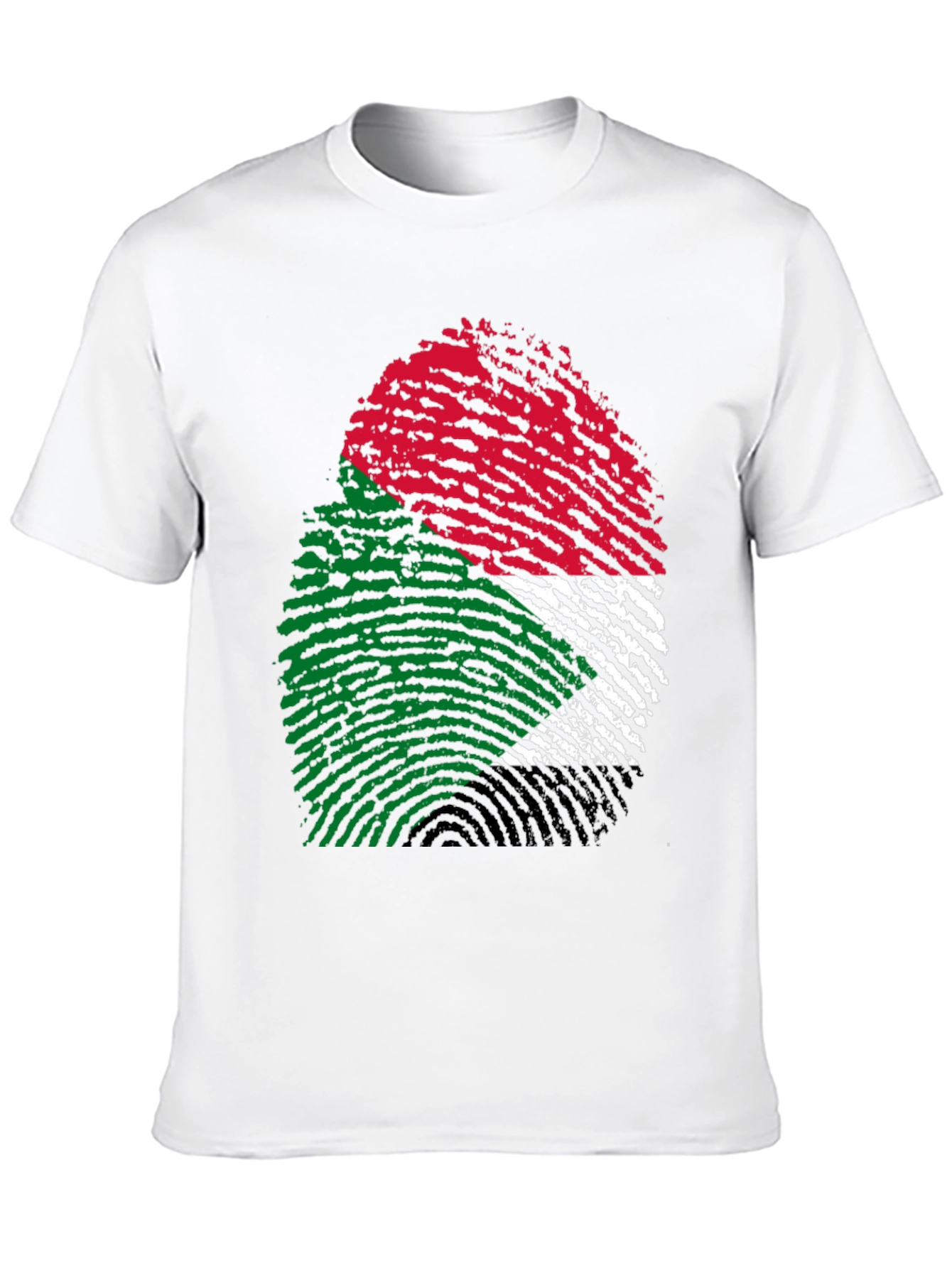 Sudan Flag Fingerprint T-Shirt - Black