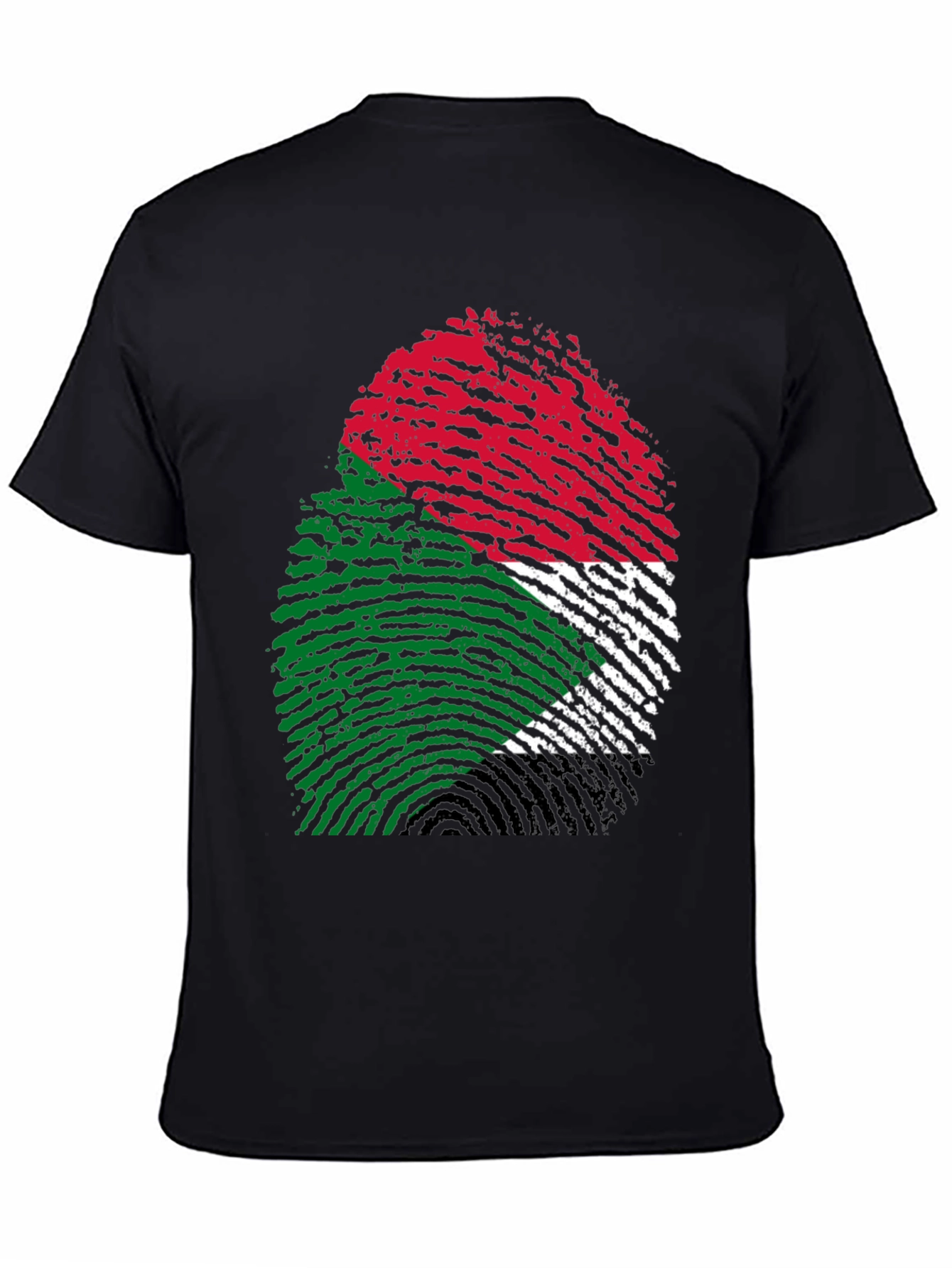 Sudan Flag Fingerprint T-Shirt - Black
