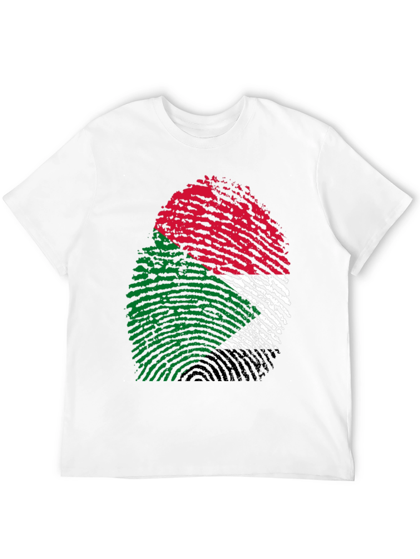 Sudan Flag Fingerprint T-Shirt - Black