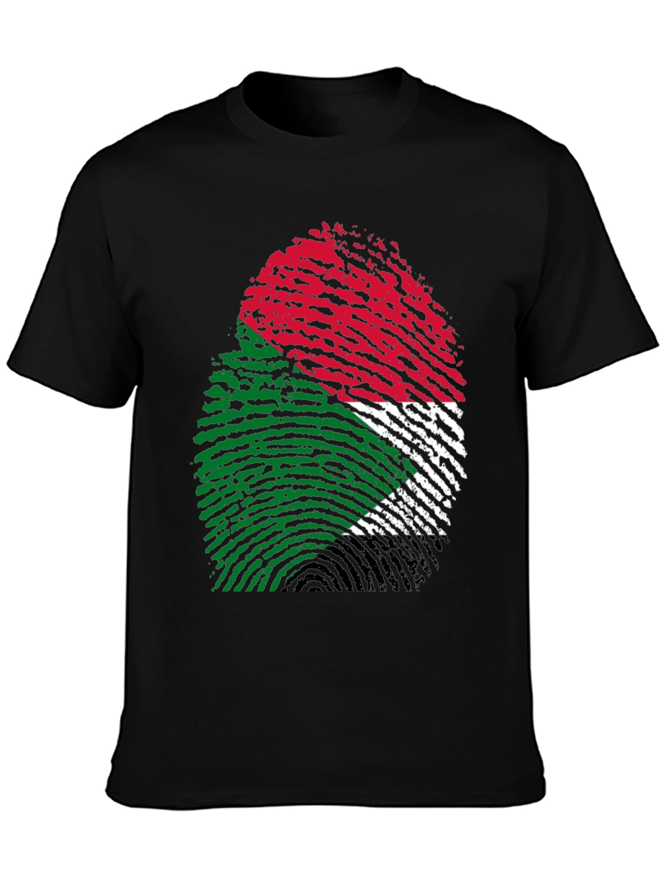 Sudan Flag Fingerprint T-Shirt - Black