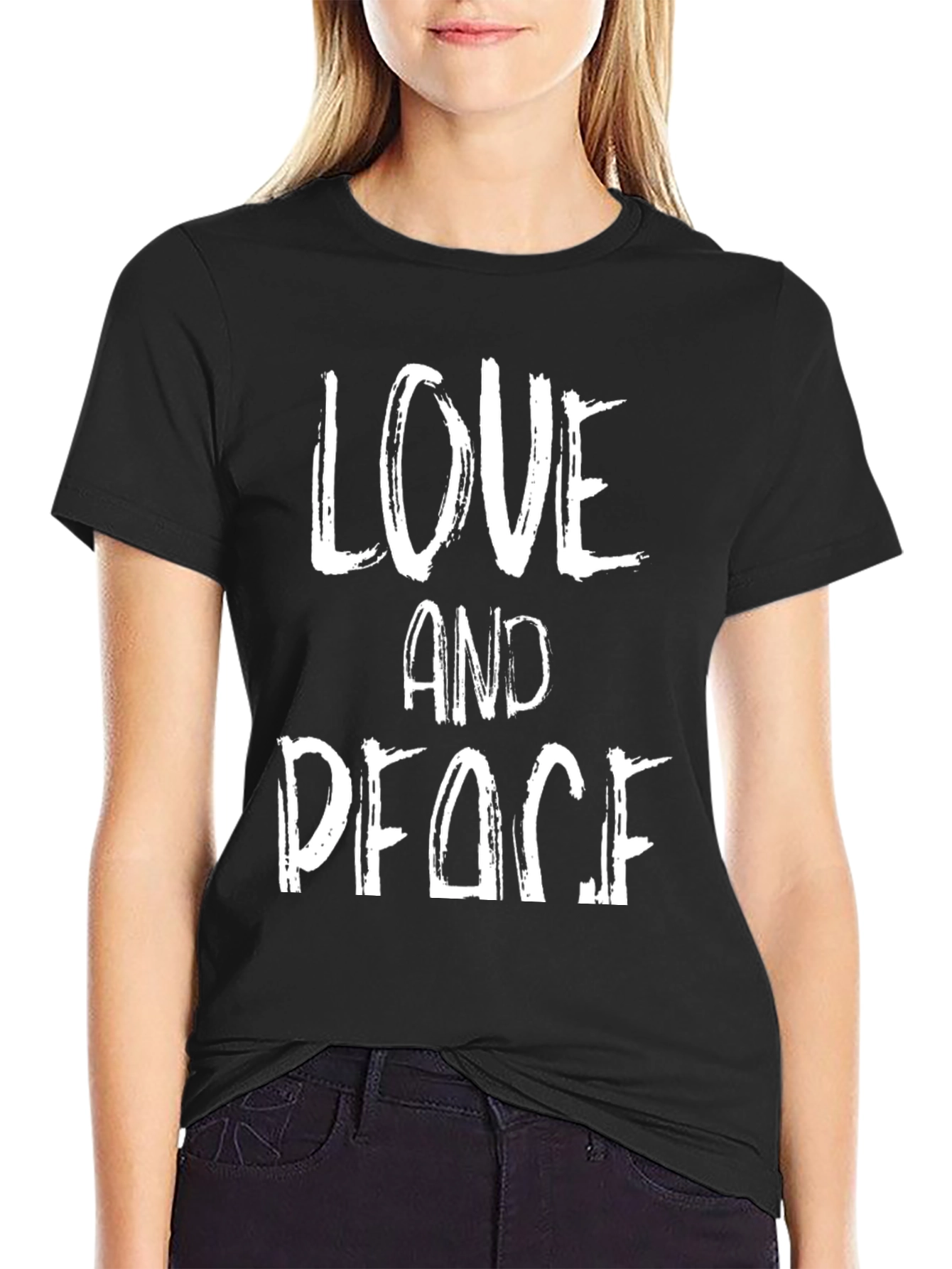 Love and Peace Graphic Tee - Black T-Shirt