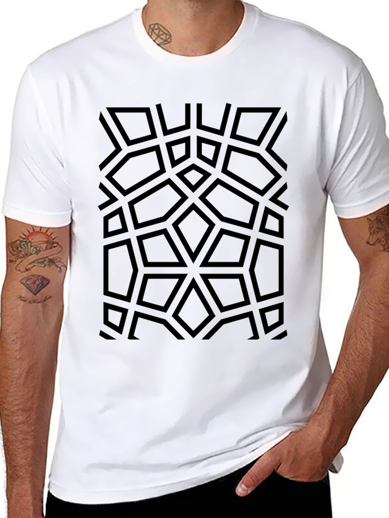Geometric Pattern Black T-Shirt