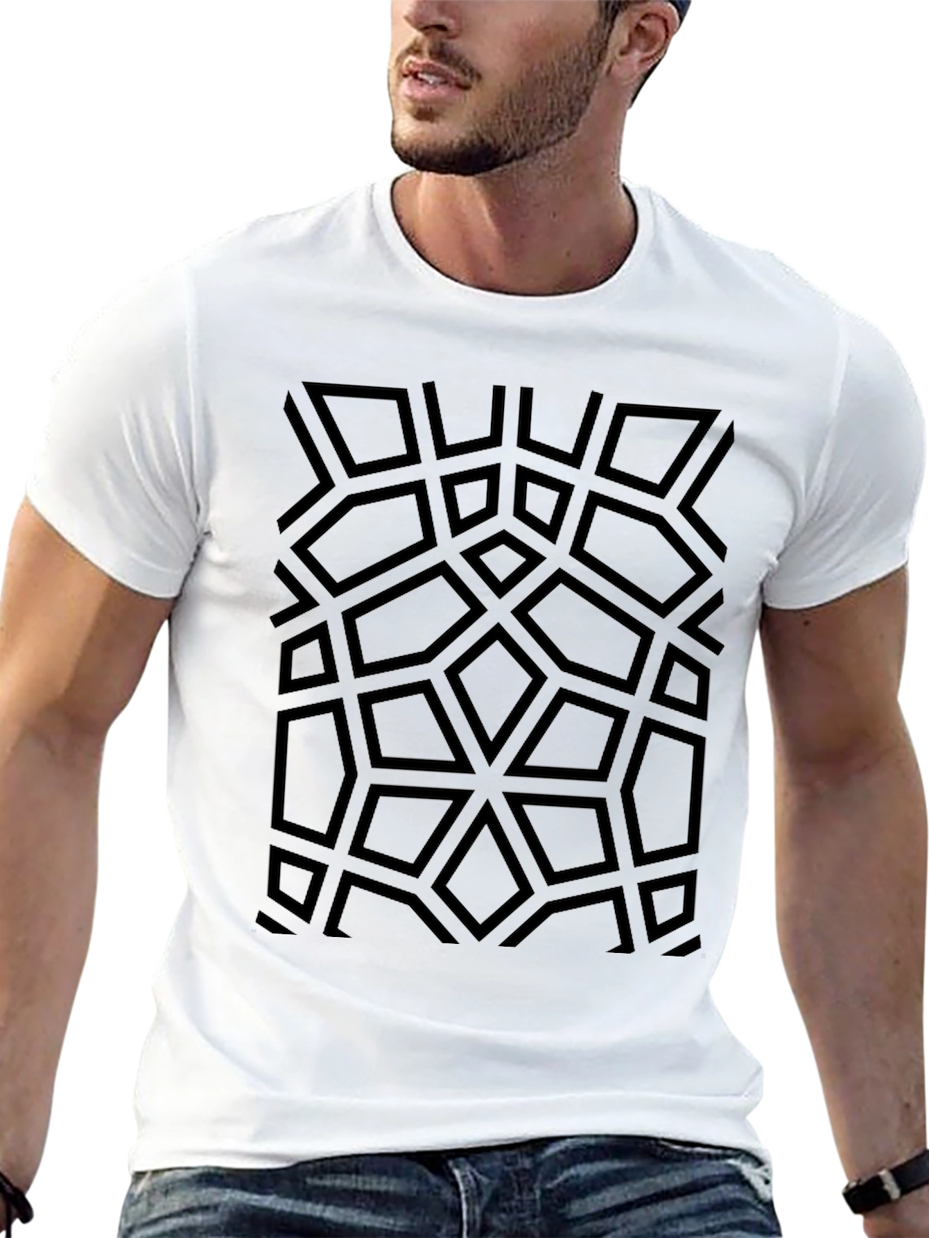 Geometric Pattern Black T-Shirt