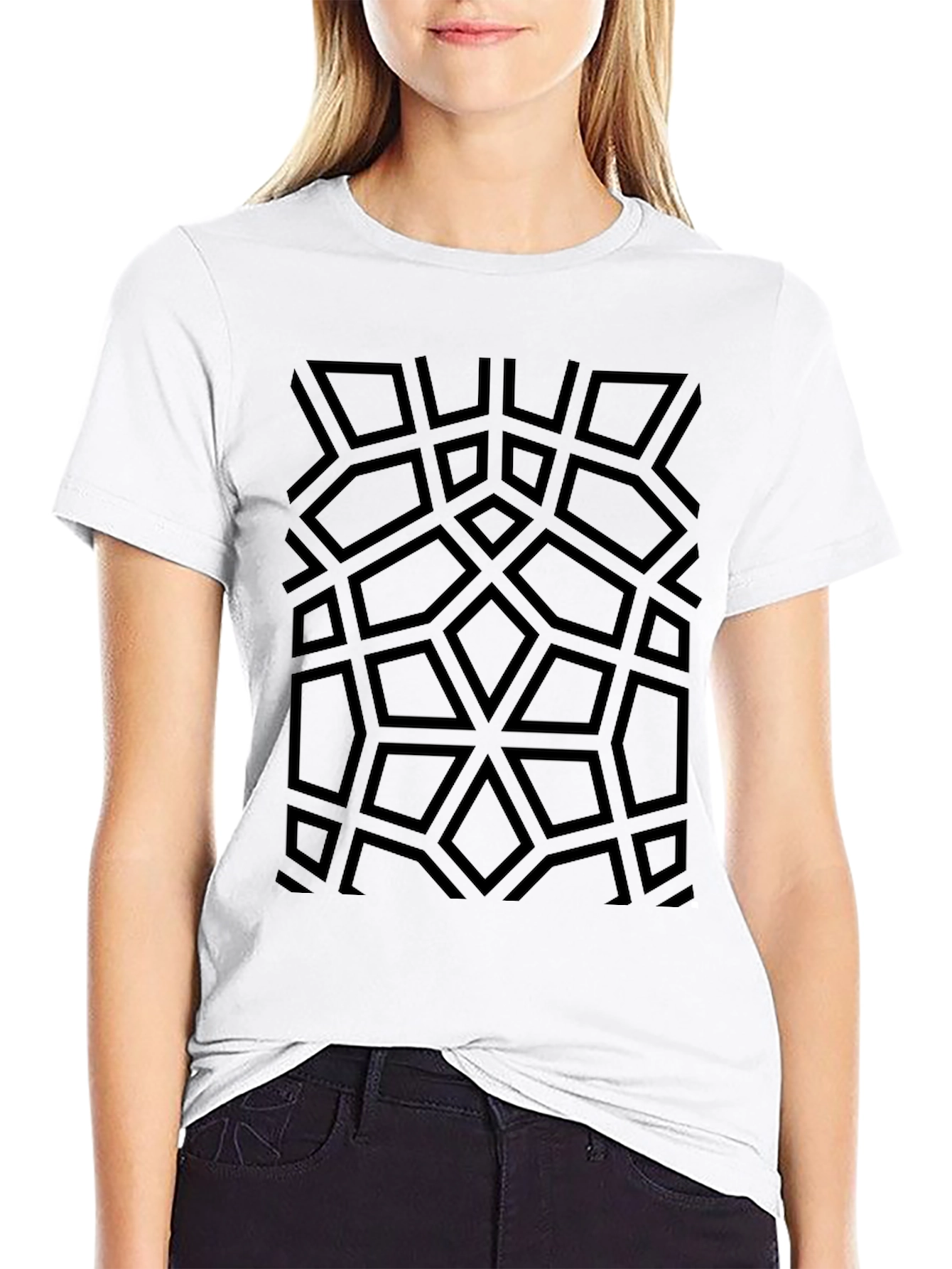 Geometric Pattern Black T-Shirt