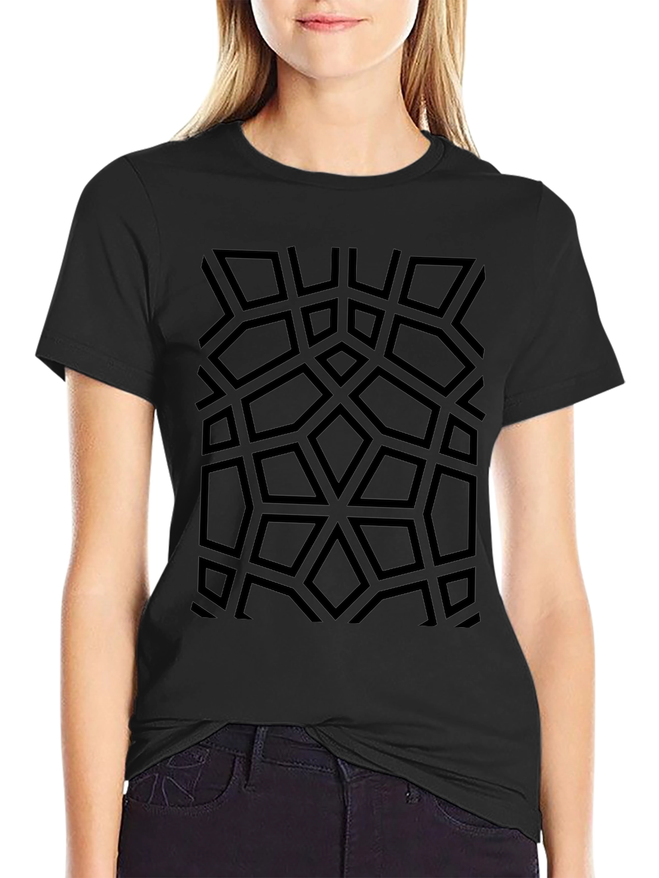 Geometric Pattern Black T-Shirt
