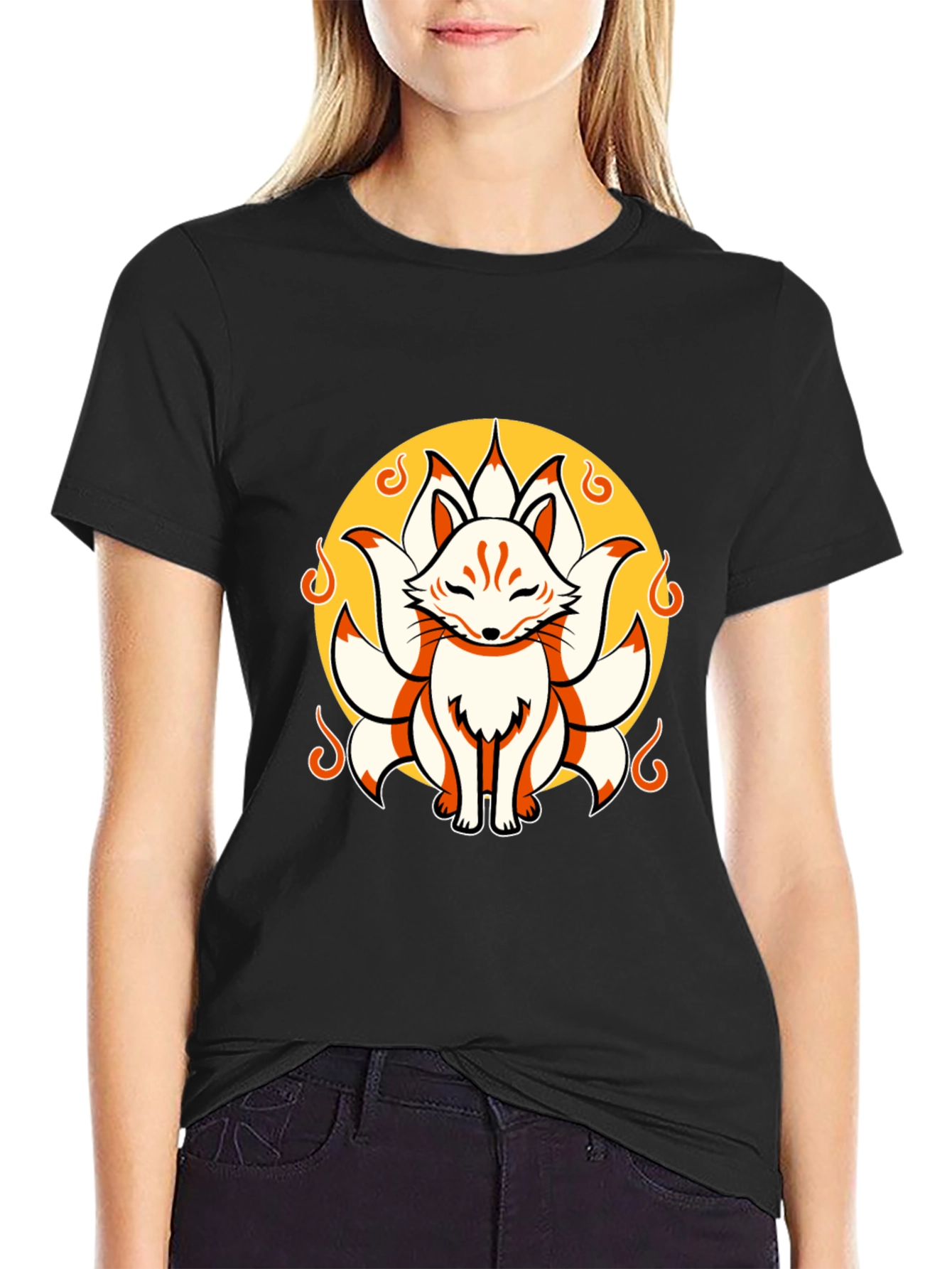 Nine-Tailed Fox Graphic Tee - Stylish Anime Shirt