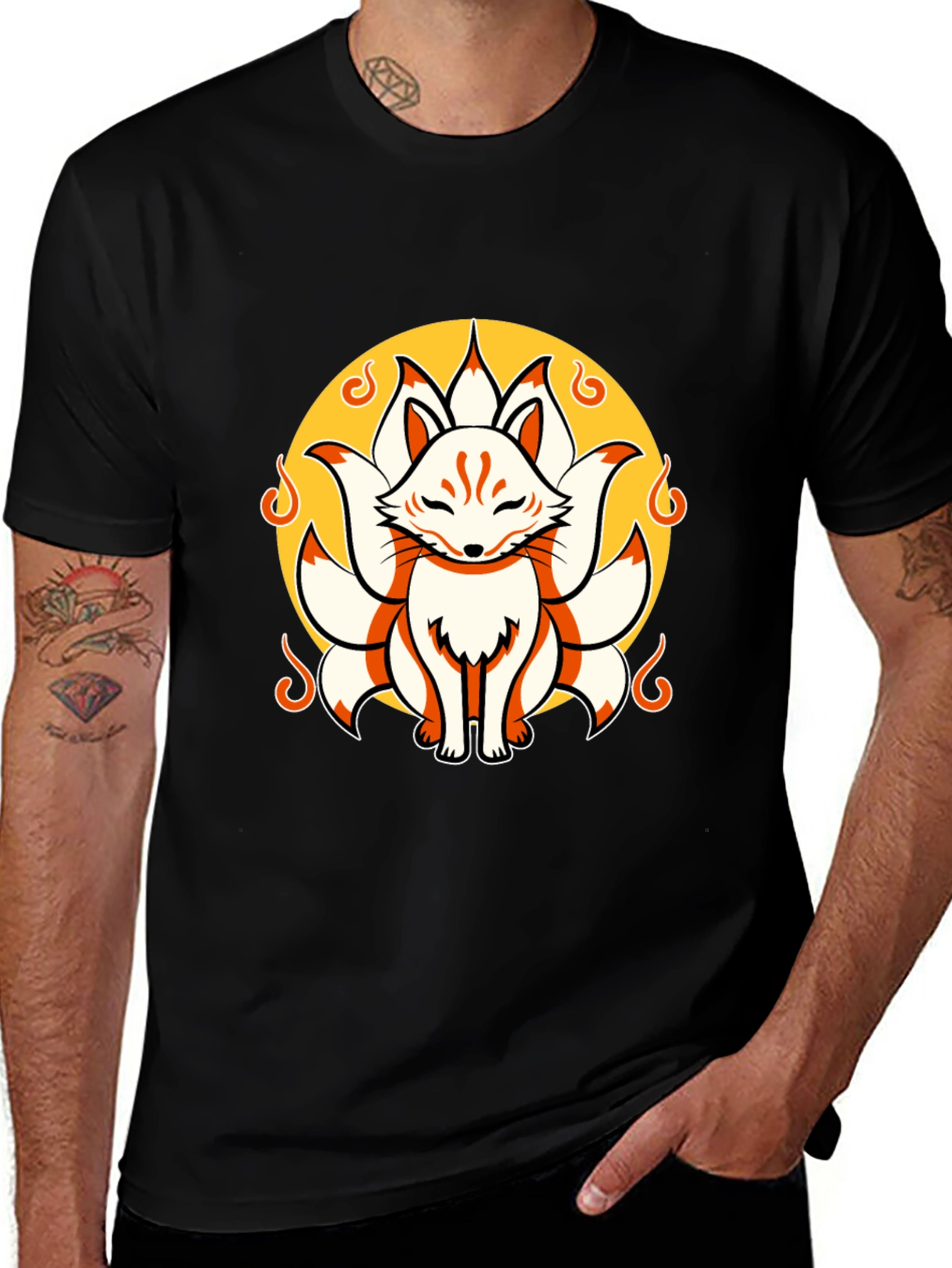 Nine-Tailed Fox Graphic Tee - Stylish Anime Shirt