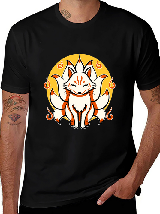 Nine-Tailed Fox Graphic Tee - Stylish Anime Shirt