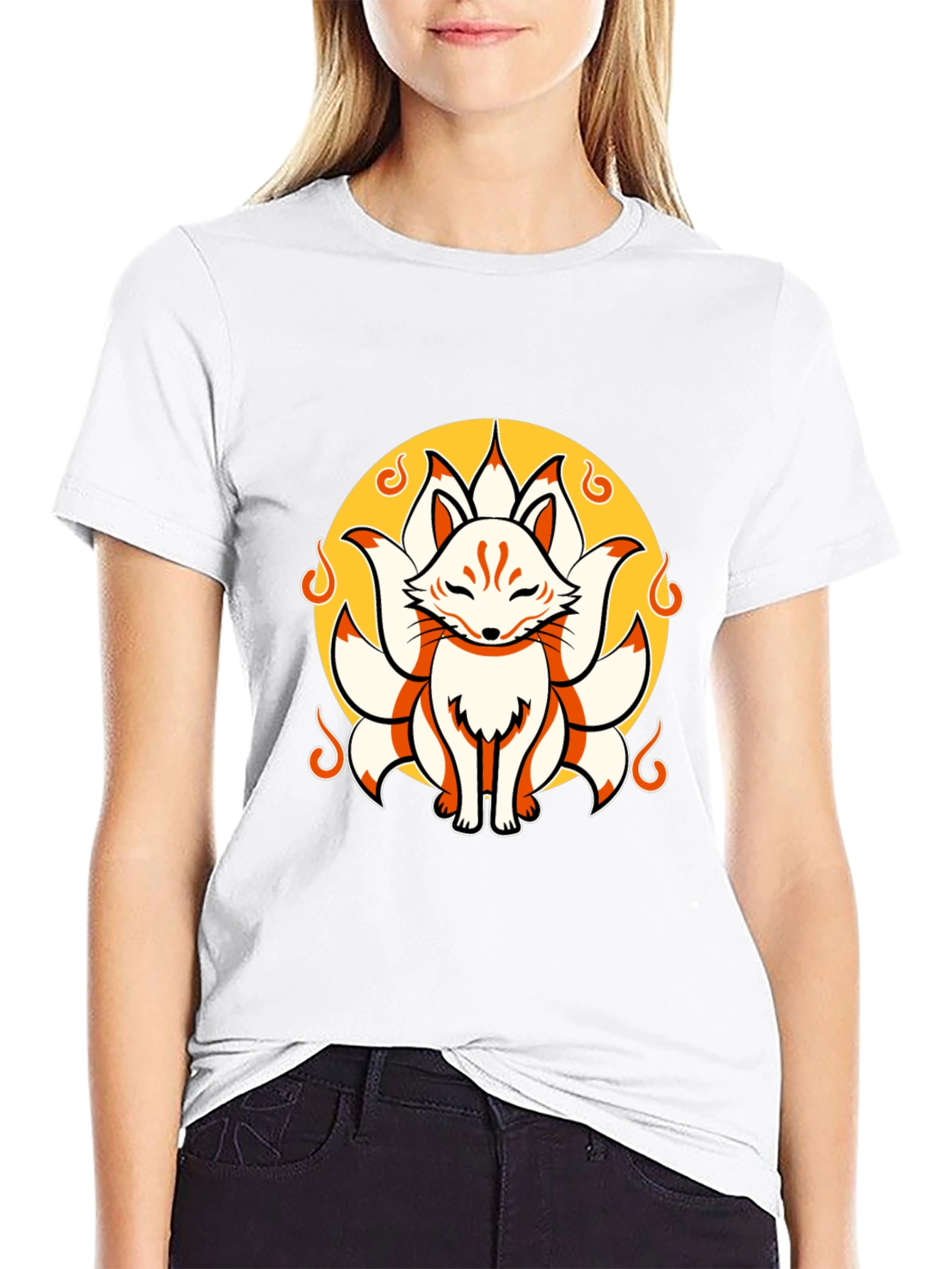 Nine-Tailed Fox Graphic Tee - Stylish Anime Shirt
