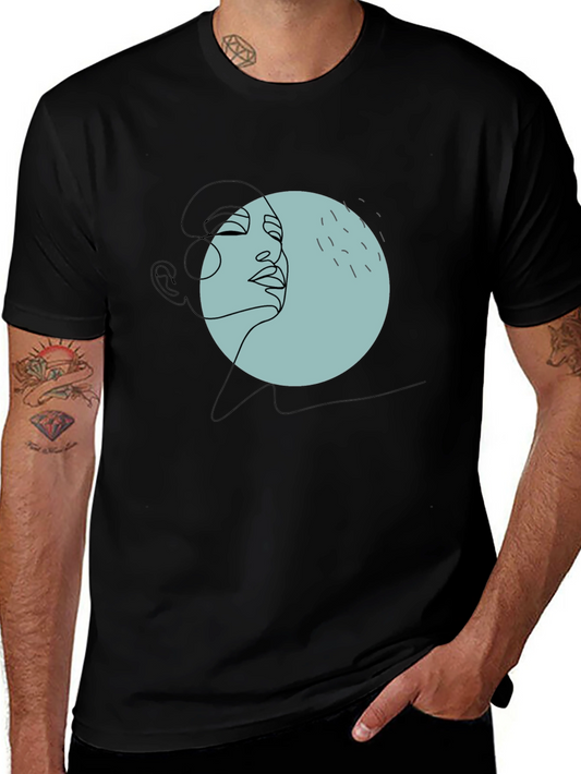 Minimalist Line Art T-Shirt - Abstract Face Design