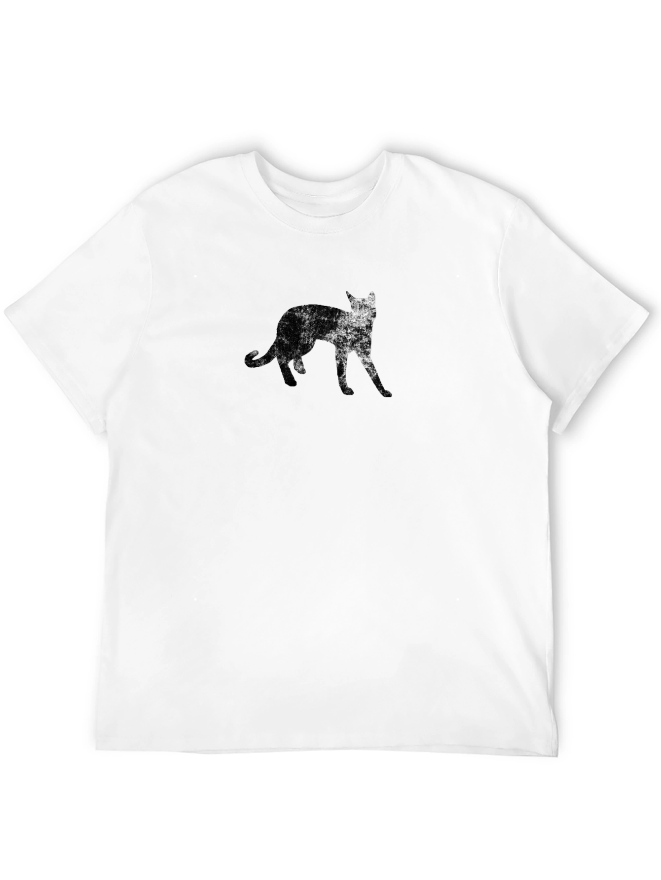 Distressed Wolf Graphic Tee - Black Cotton Casual Shirt