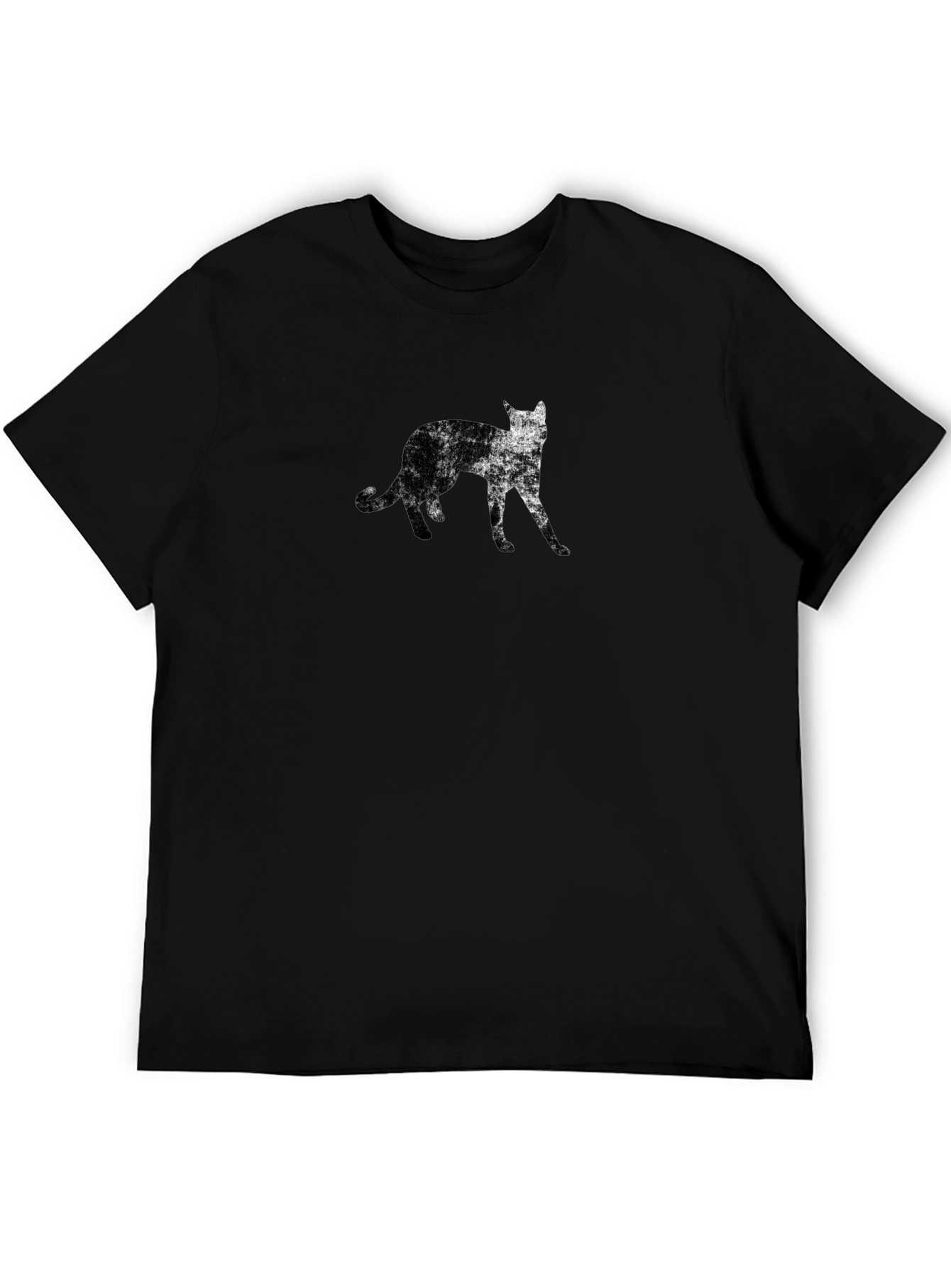 Distressed Wolf Graphic Tee - Black Cotton Casual Shirt