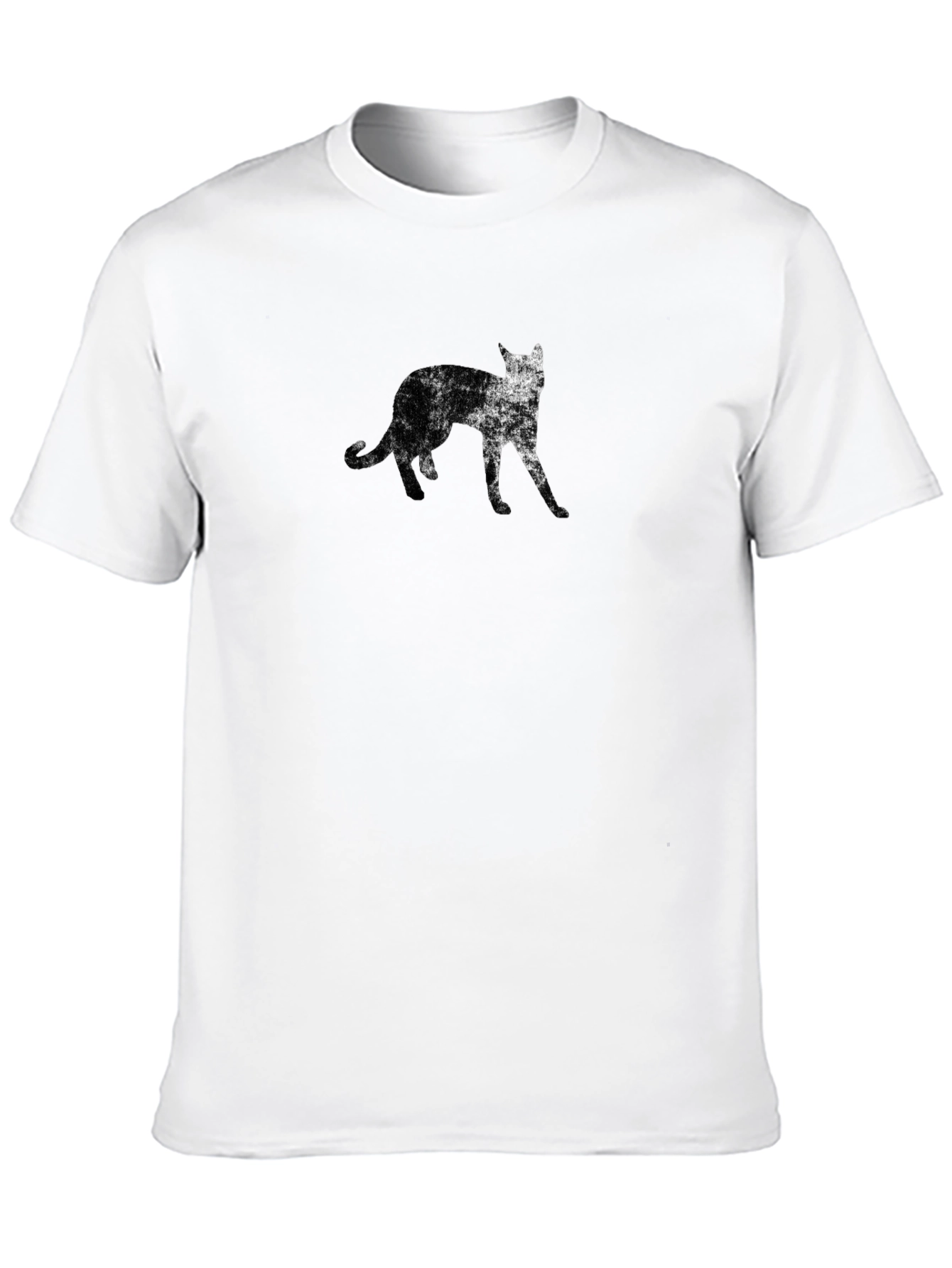 Distressed Wolf Graphic Tee - Black Cotton Casual Shirt