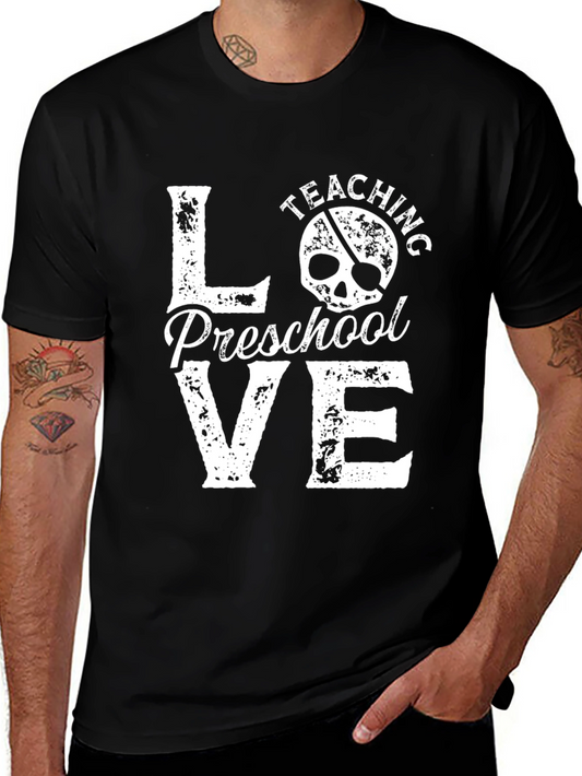 Love Teaching Preschool Black Graphic T-Shirt