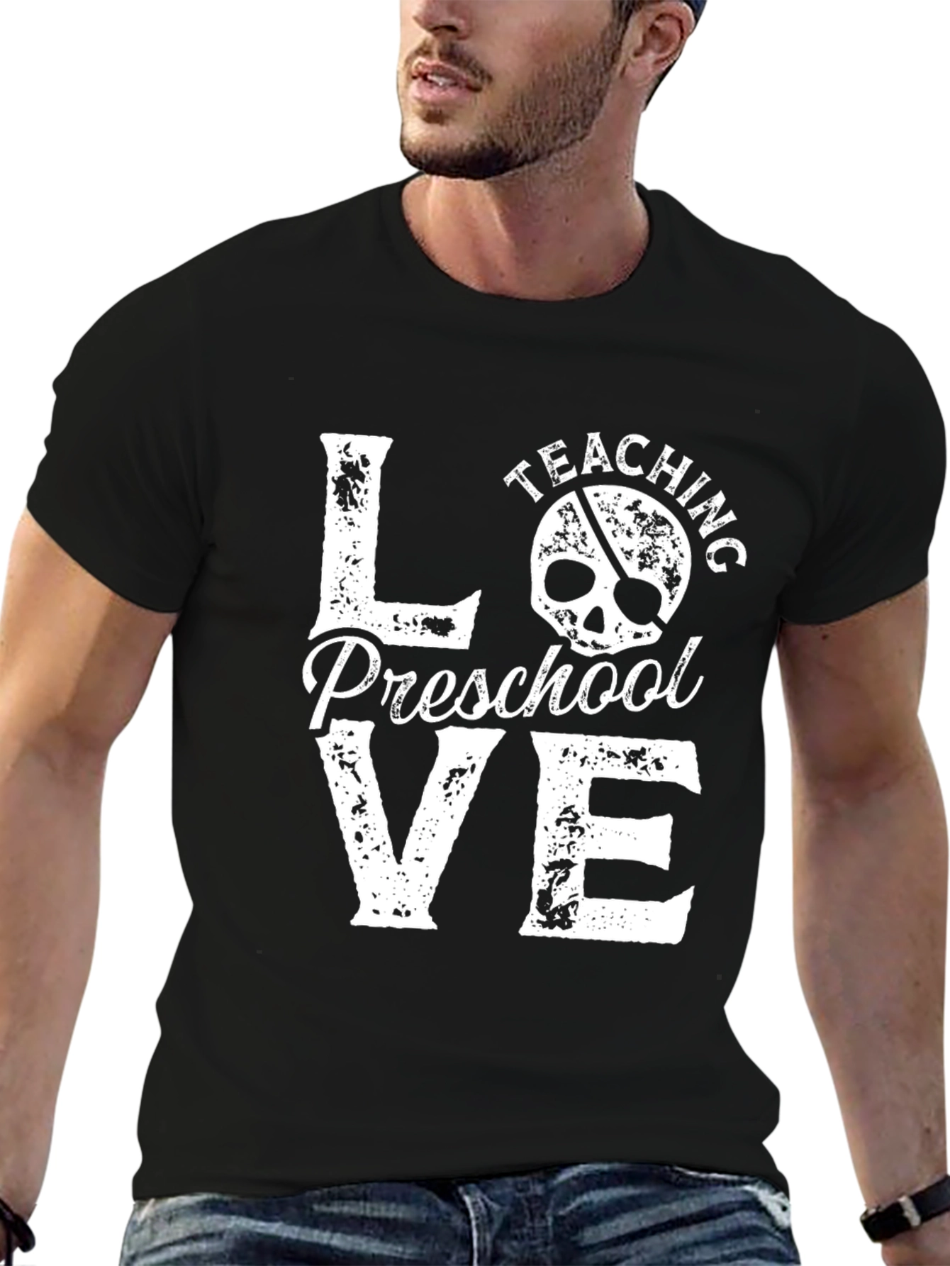 Love Teaching Preschool Black Graphic T-Shirt
