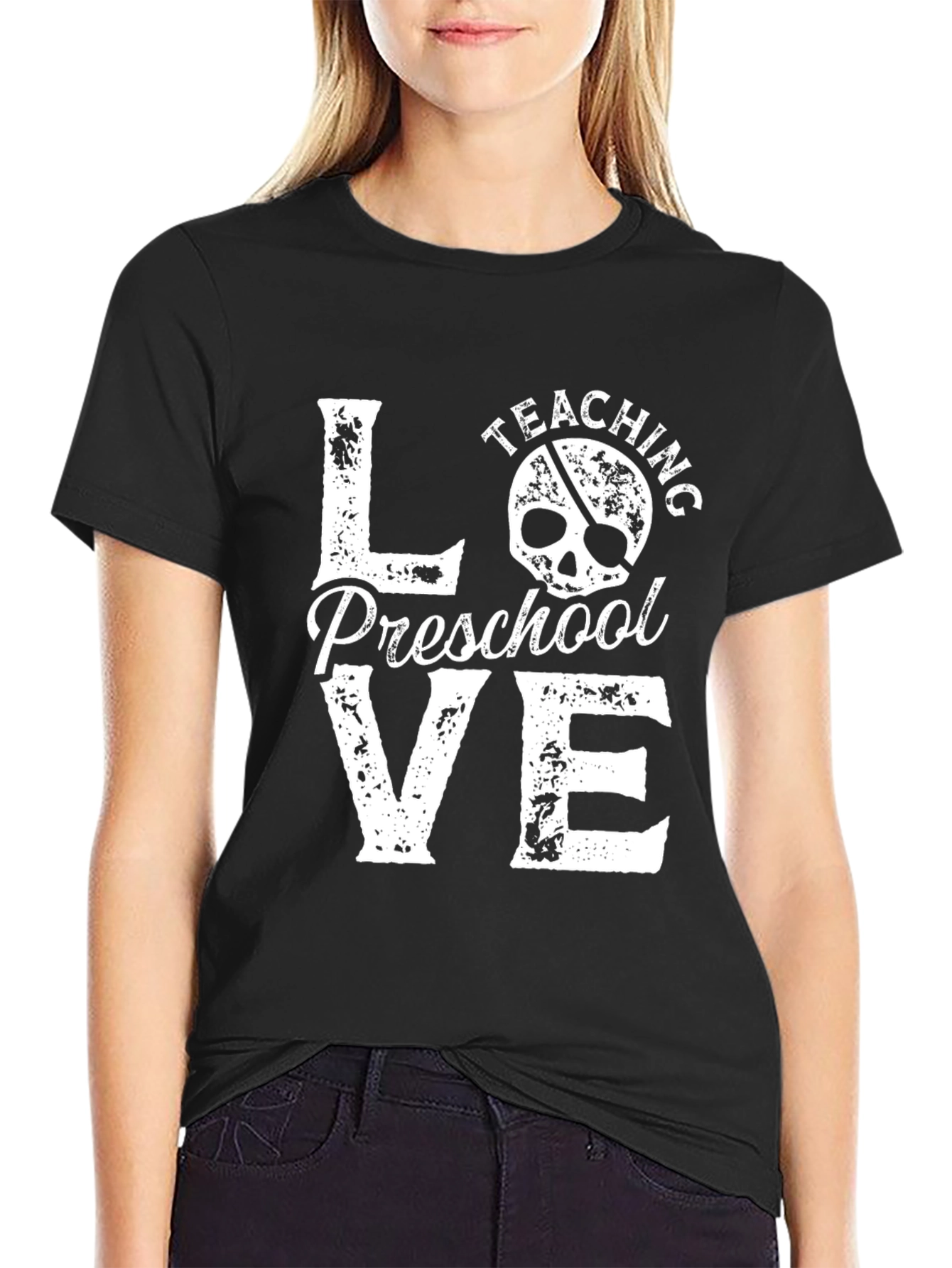 Love Teaching Preschool Black Graphic T-Shirt