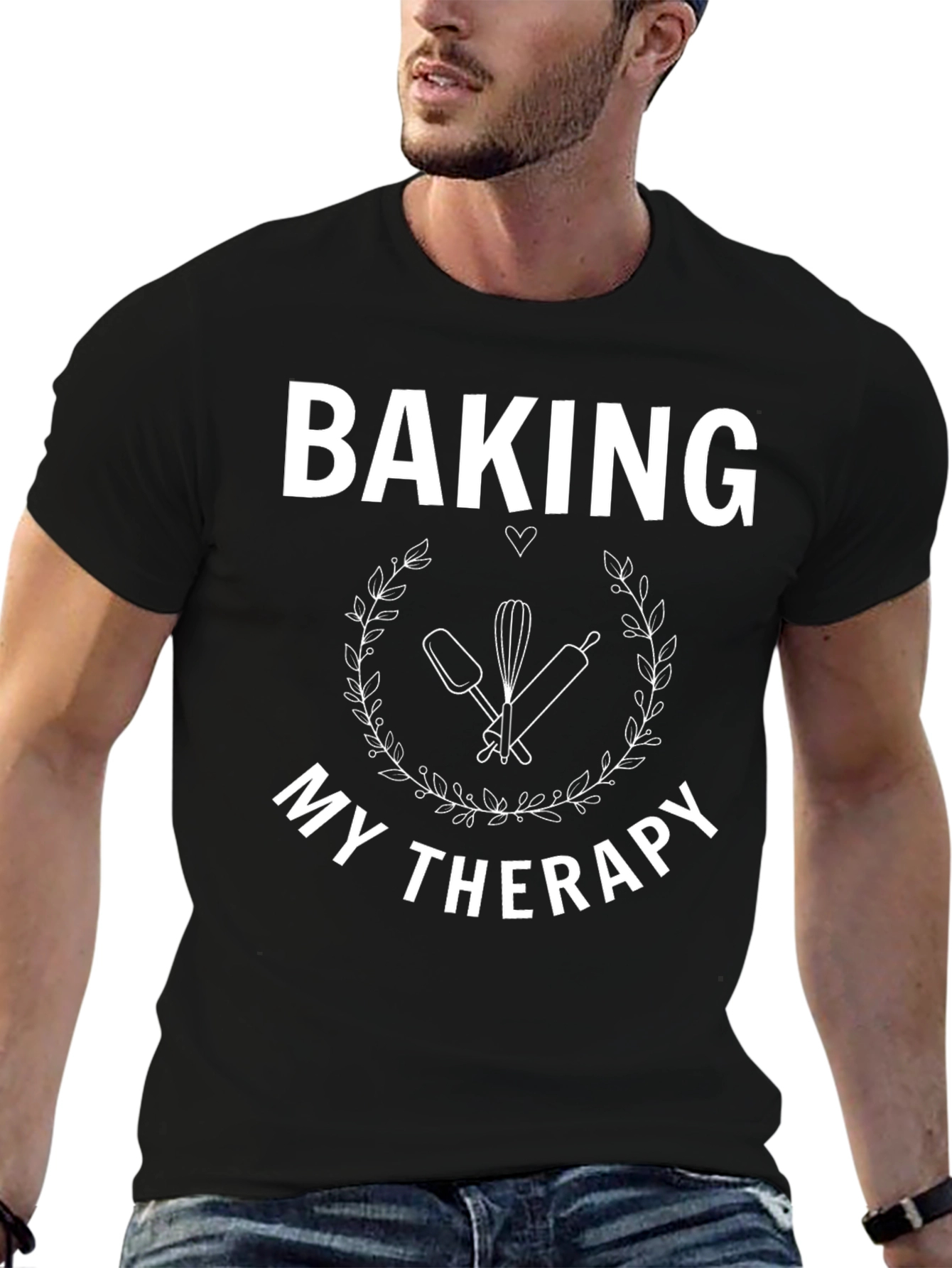 Baking is My Therapy Black T-Shirt