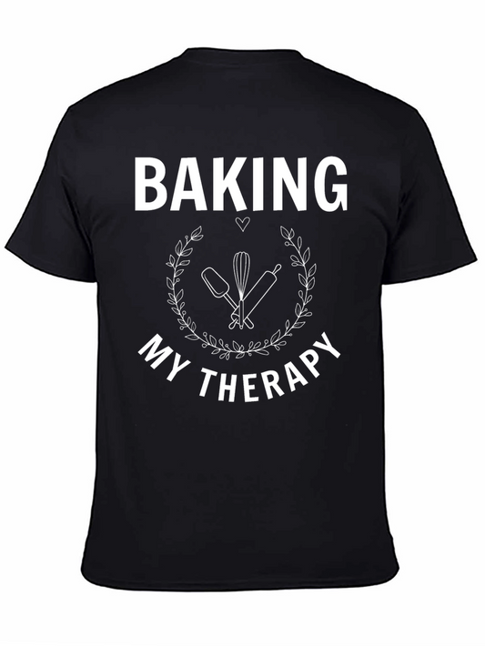 Baking is My Therapy Black T-Shirt