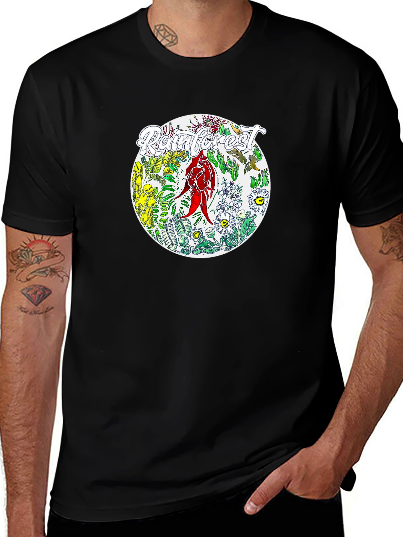 Rainforest Graphic Print Black T-Shirt