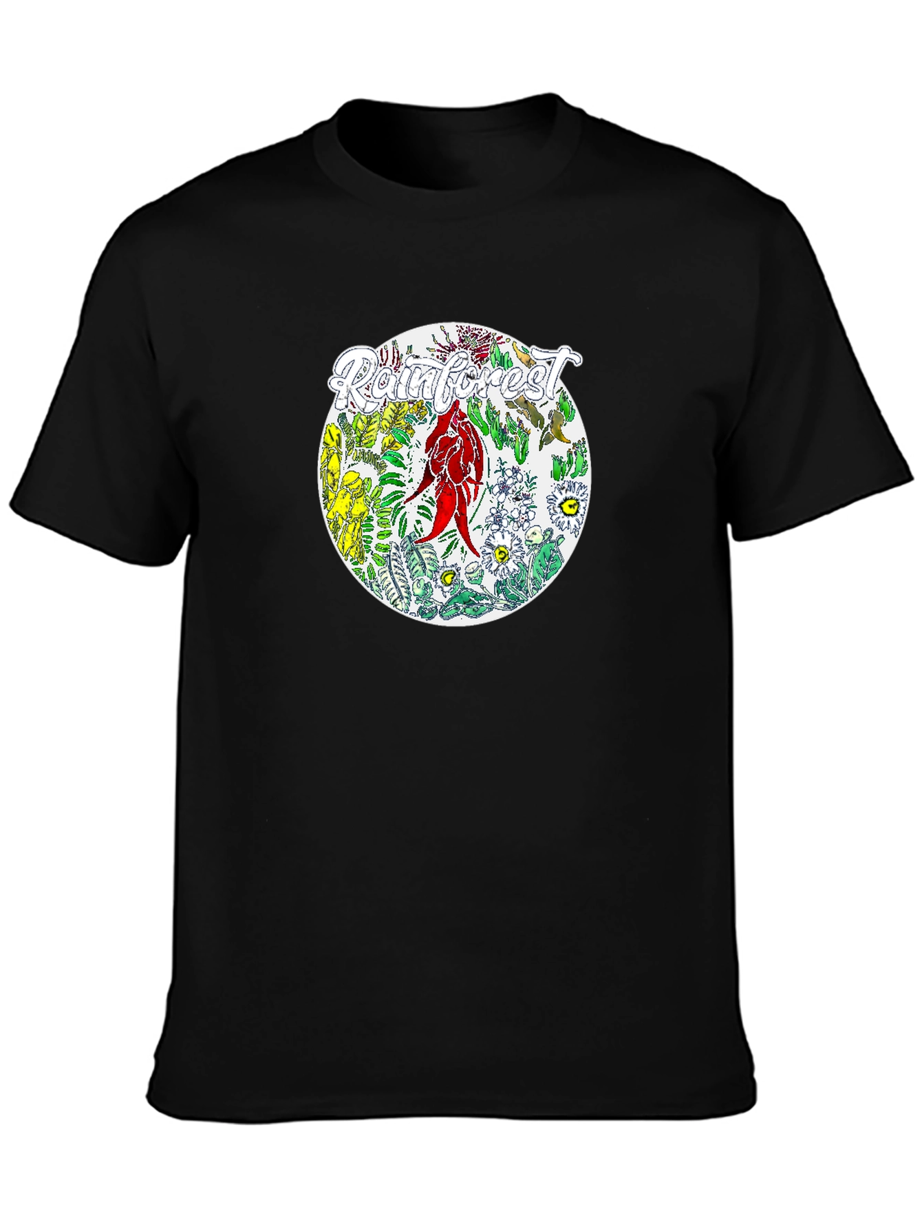 Rainforest Graphic Print Black T-Shirt