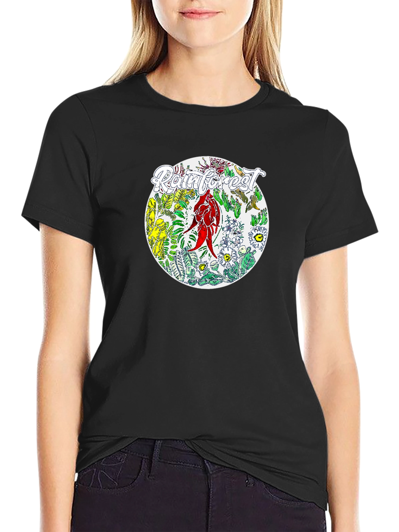 Rainforest Graphic Print Black T-Shirt