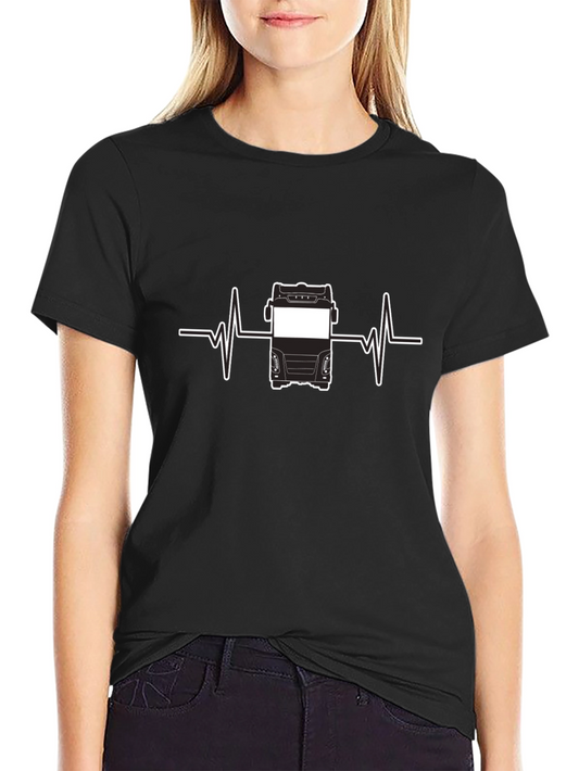Truck Driver Heartbeat T-Shirt - Black