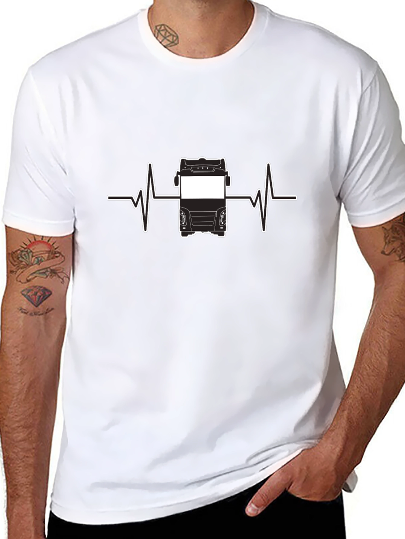 Truck Driver Heartbeat T-Shirt - Black