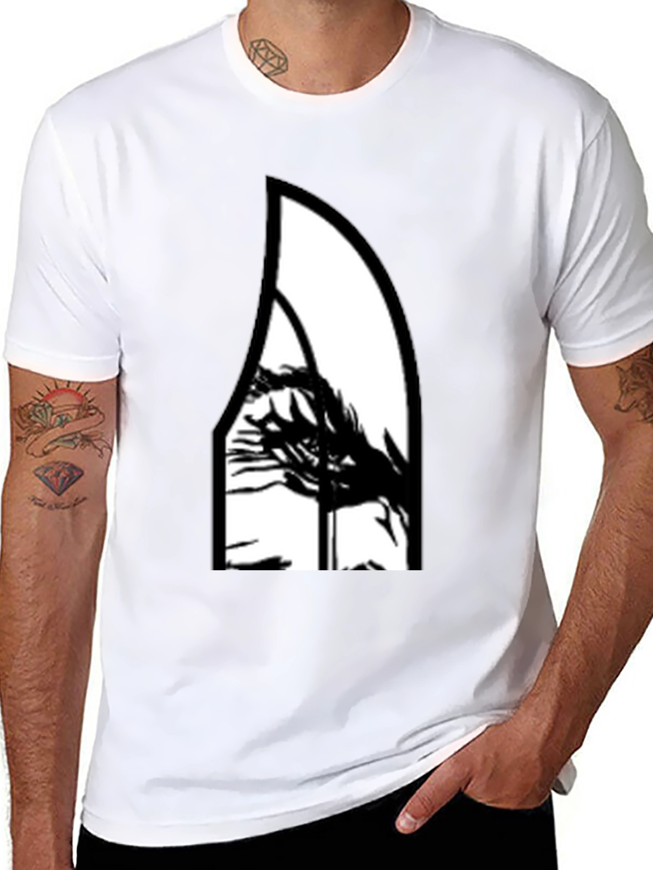 Abstract Graphic Tee - Black Cotton Blend Shirt