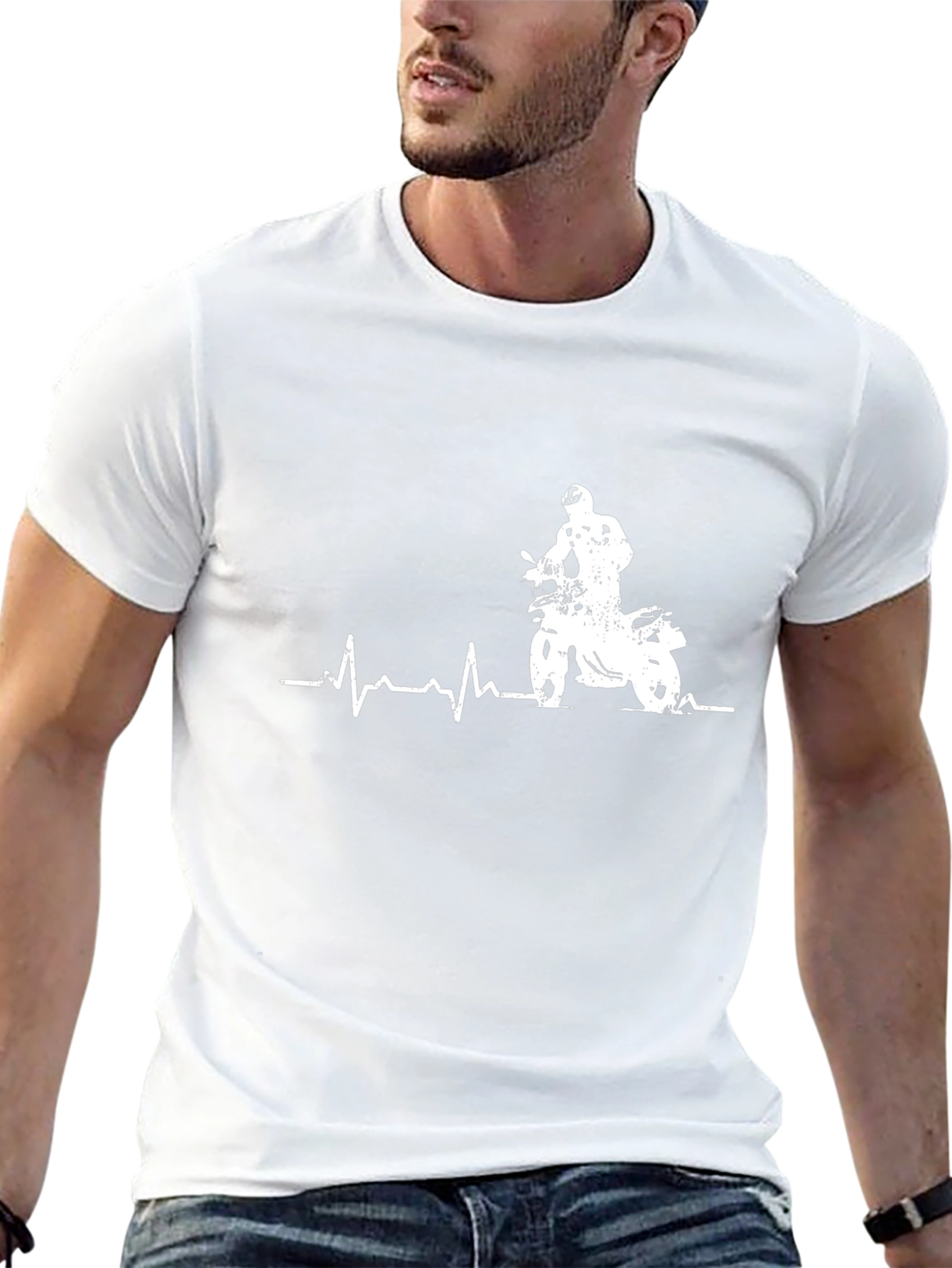 Motorcycle Heartbeat Graphic T-Shirt - Ride On!