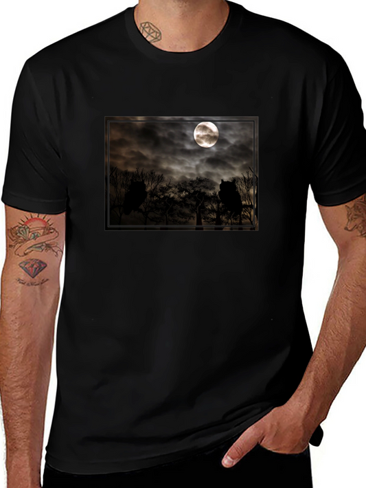 Eerie Moonlit Owl Scene Tee
